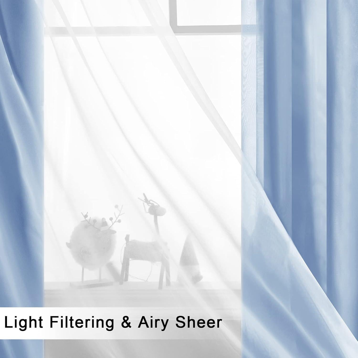 Cortinas Blackout Hiasan 2 Paneles 52x96 Azul Bebé Doble Capa