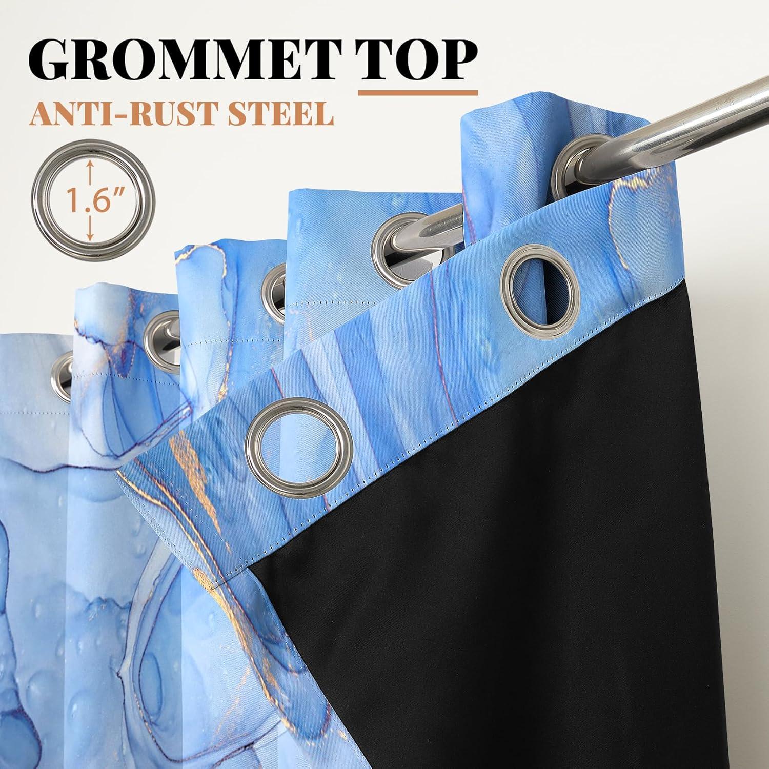 Cortinas Blackout Renaiss 106.7x213.4 cm Azul Mármol 2 Piezas