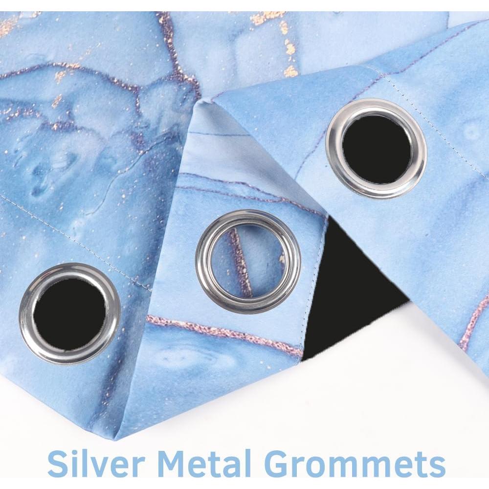 Cortinas Blackout Renaiss 106.7x213.4 cm Azul Mármol 2 Piezas