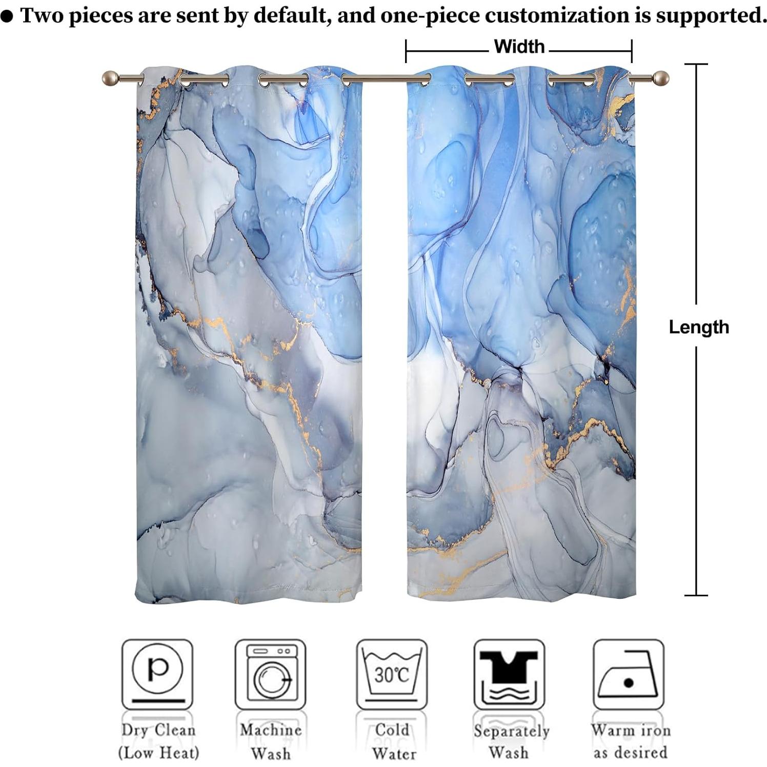 Cortinas Blackout Renaiss 106.7x213.4 cm Azul Mármol 2 Piezas