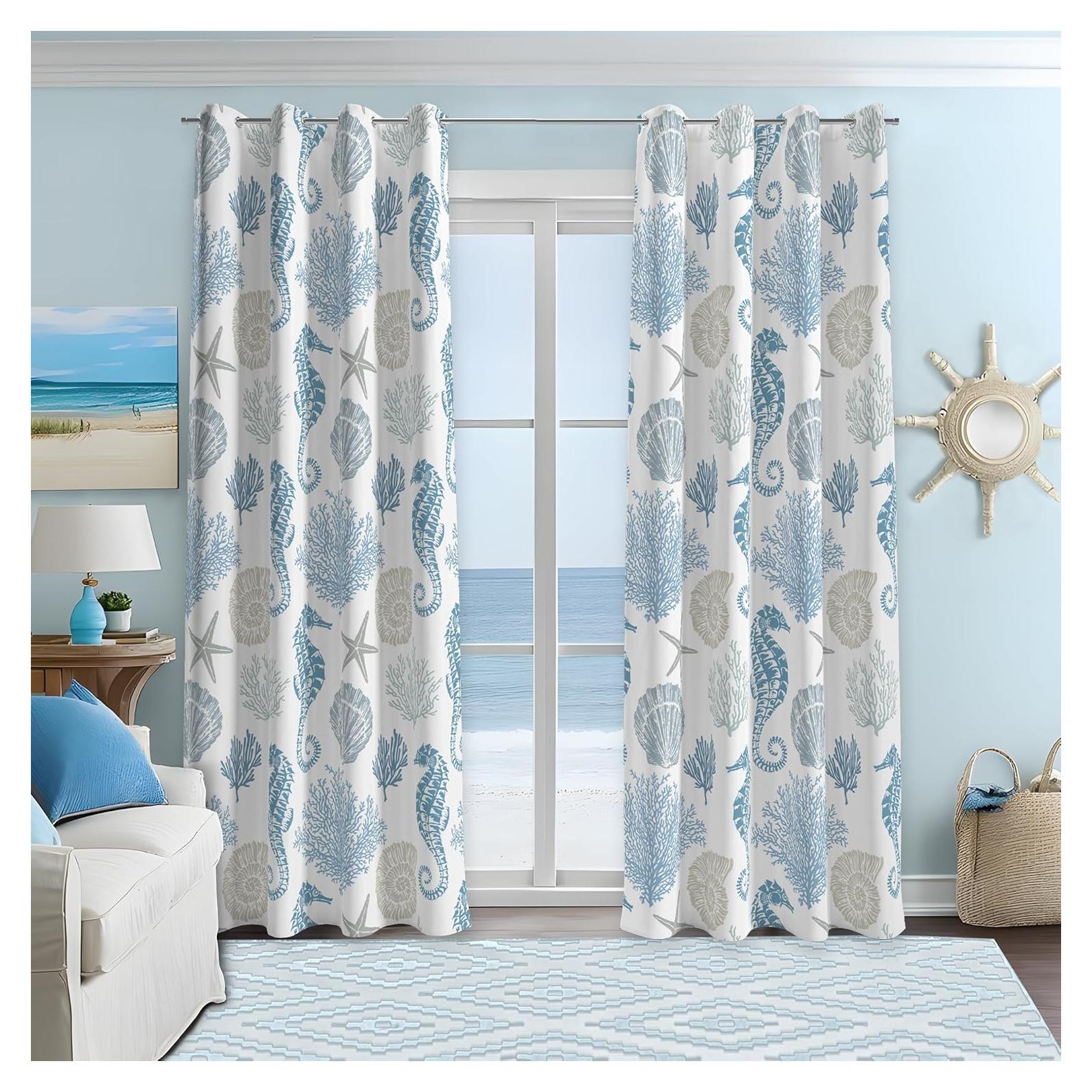 Cortinas Decorativas Weesire 50% Blackout Caballito de Mar 132x213 cm