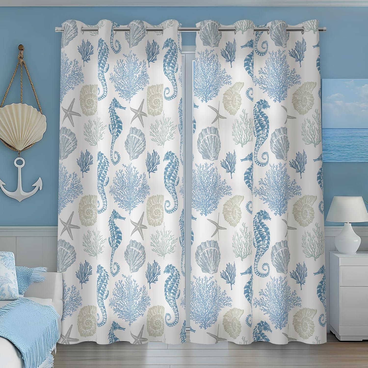 Cortinas Decorativas Weesire 50% Blackout Caballito de Mar 132x213 cm