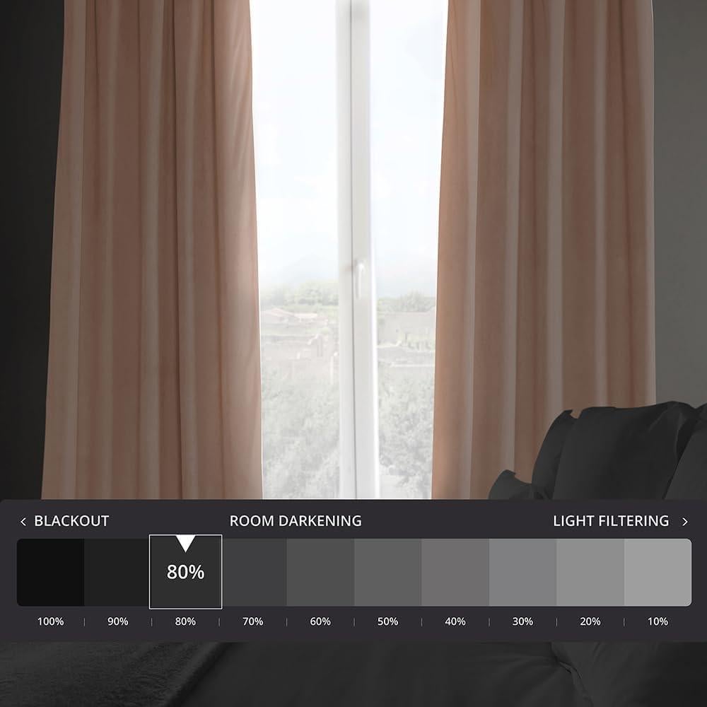 Cortina de Terciopelo HPD 50x213 cm Oscurecimiento Flor de Durazno