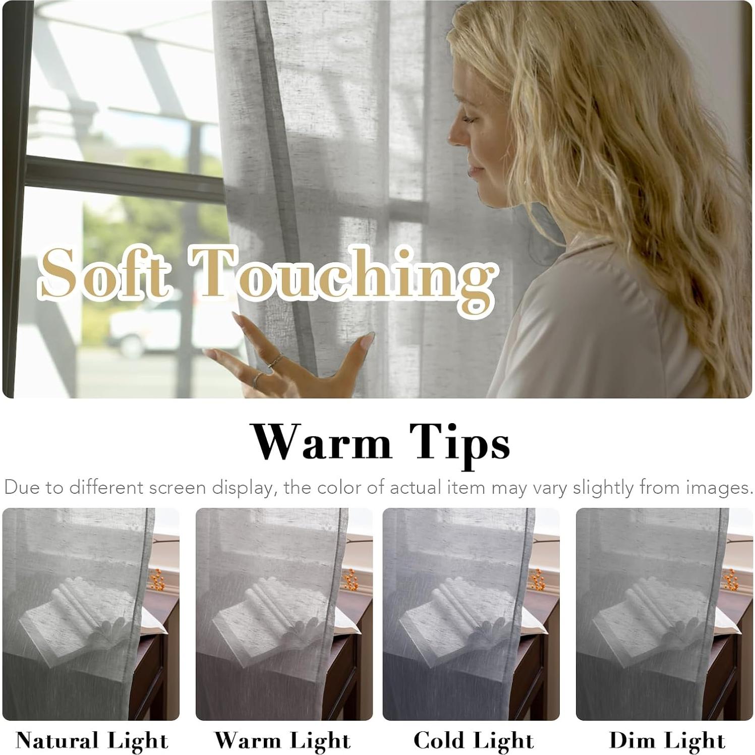 Cortinas Semitransparentes H.VERSAILTEX 132x213 cm Gris (Juego de 2)