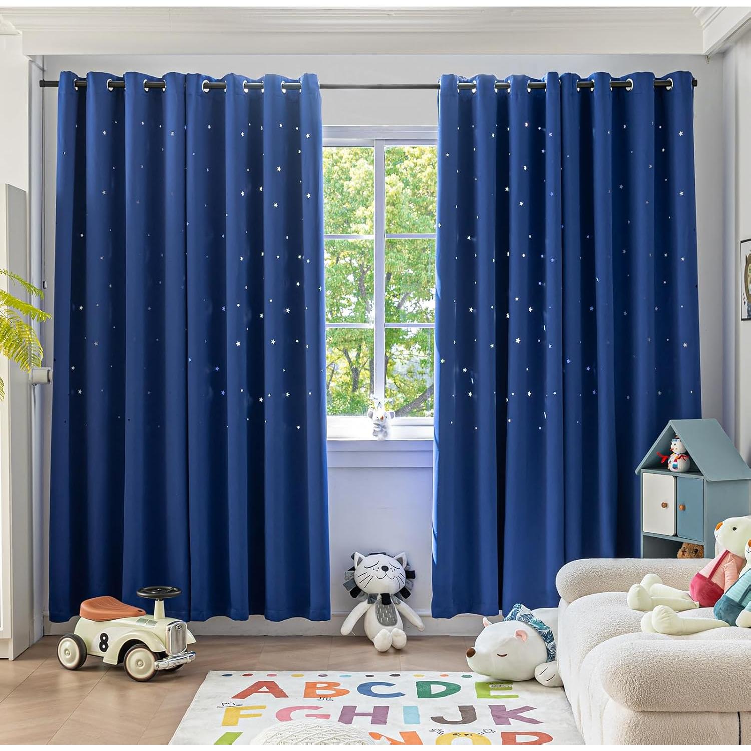 Cortinas Blackout Anjee 2 Paneles Estrellas Recortadas 132x213 cm
