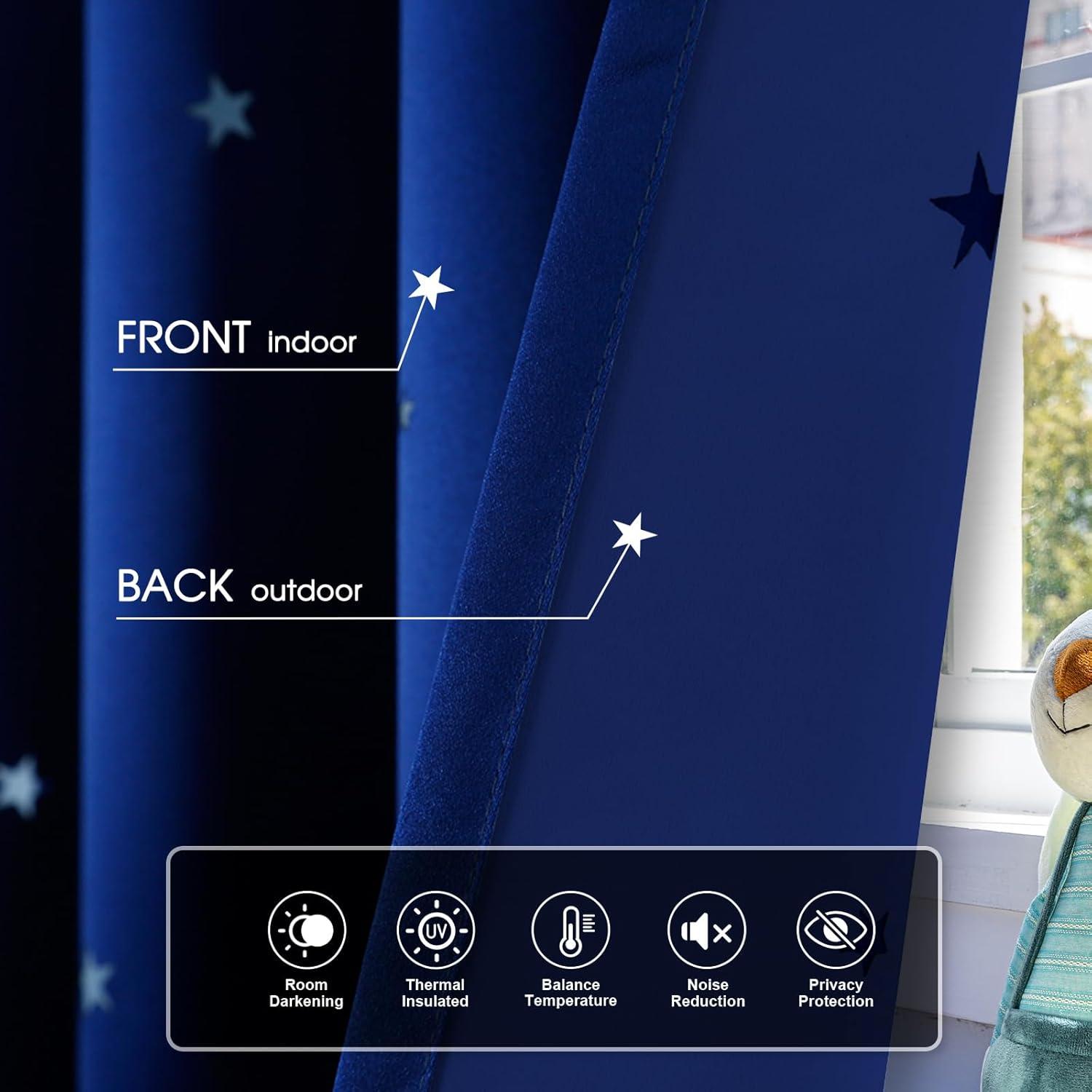 Cortinas Blackout Anjee 2 Paneles Estrellas Recortadas 132x213 cm