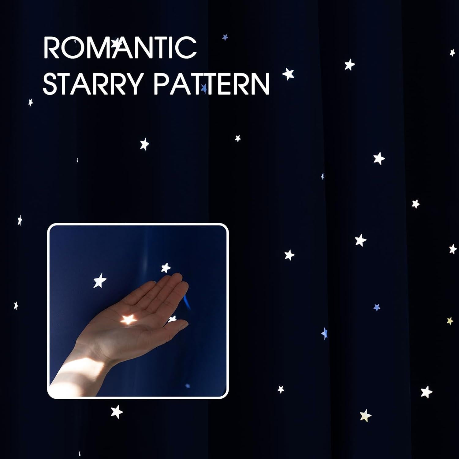 Cortinas Blackout Anjee 2 Paneles Estrellas Recortadas 132x213 cm