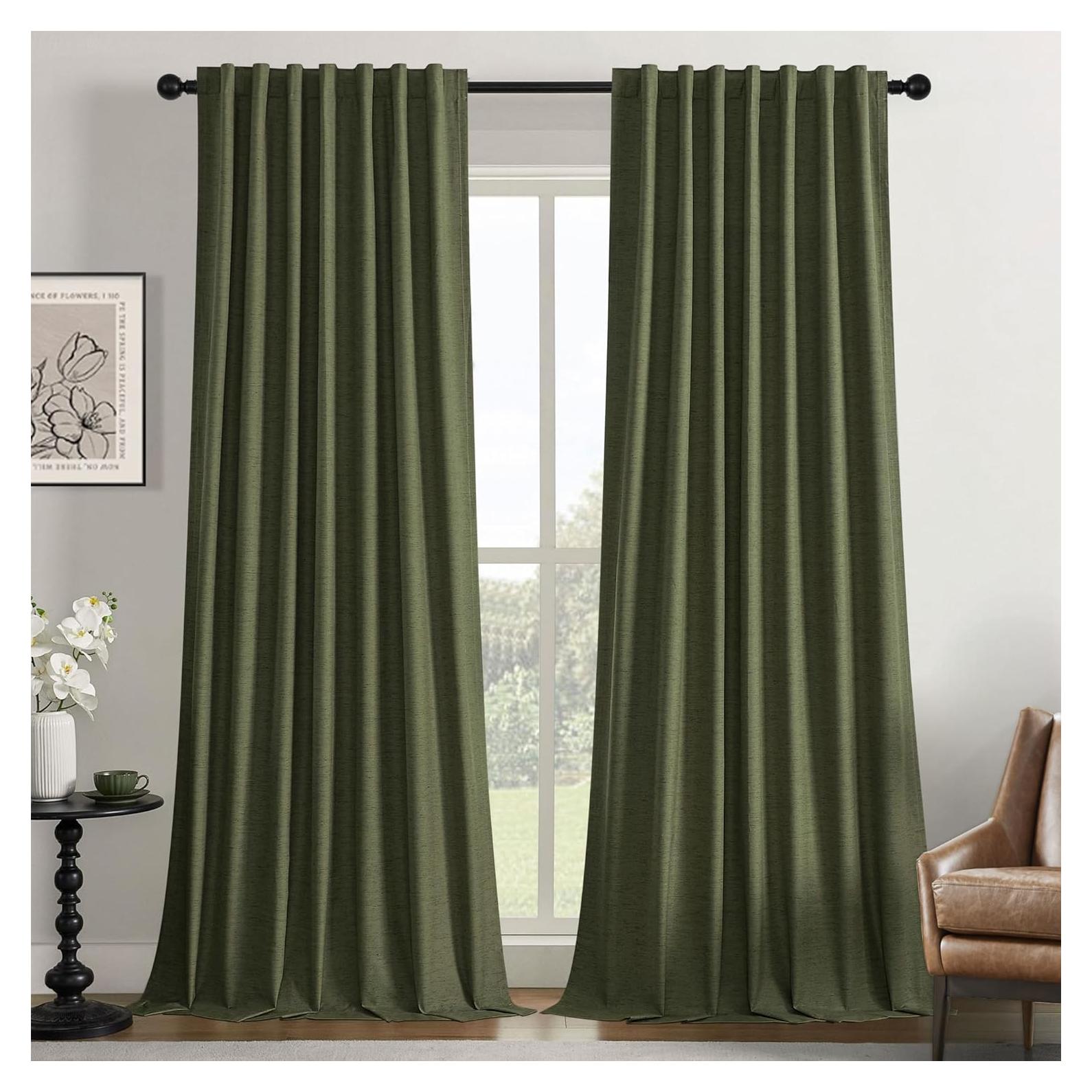 Cortinas Opacas UHITECH Verde Oliva 132x218 cm - Juego de 2
