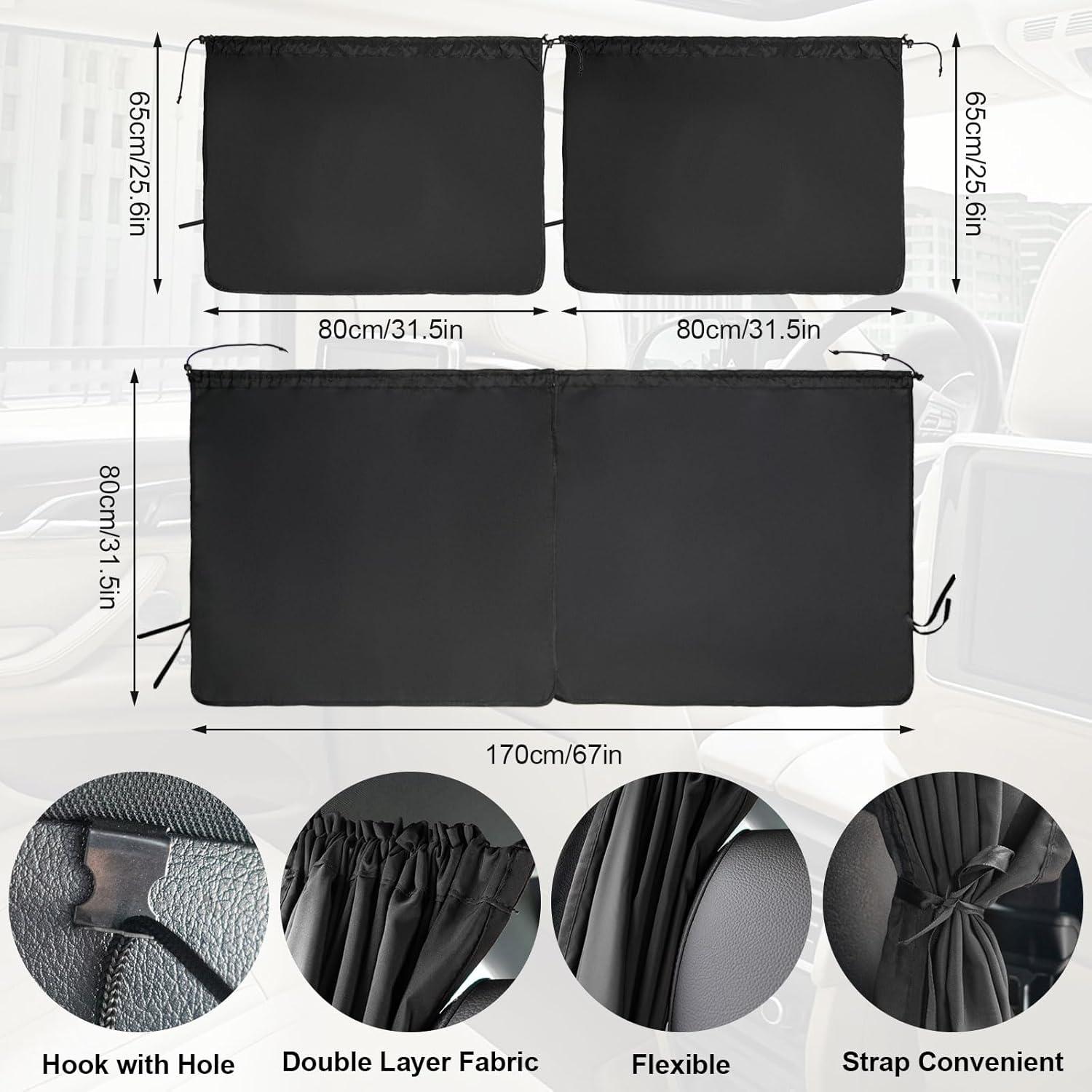 Cortinas divisorias de coche OEMASSIVE, 3 piezas, bloqueo 95% luz