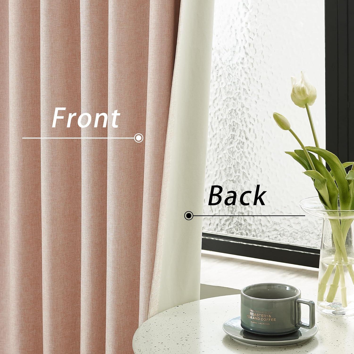 Cortinas Opacas DUALIFE 100% Lino Rosa Bebé 50x90 cm - 2 Piezas