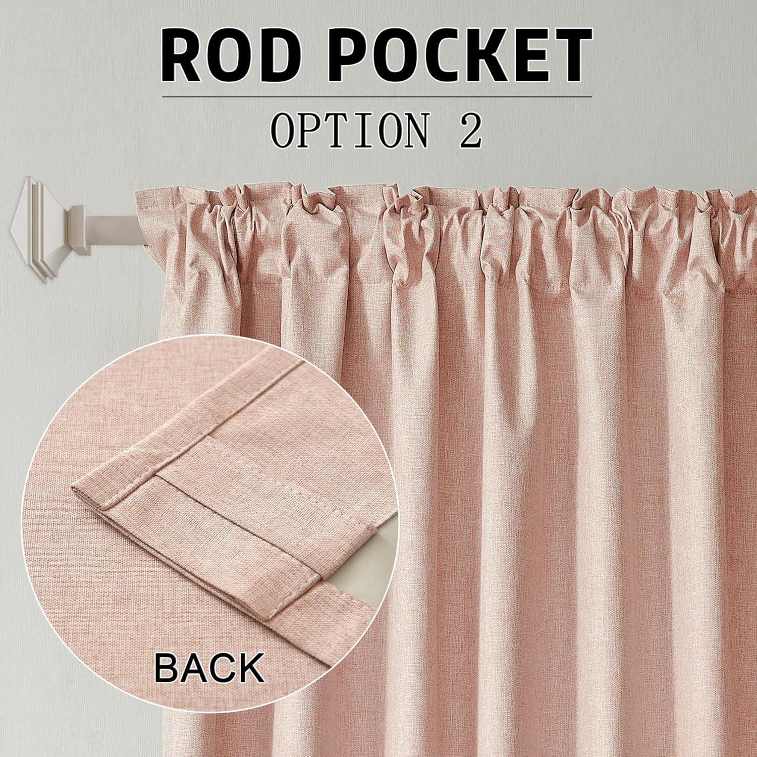 Cortinas Opacas DUALIFE 100% Lino Rosa Bebé 50x90 cm - 2 Piezas