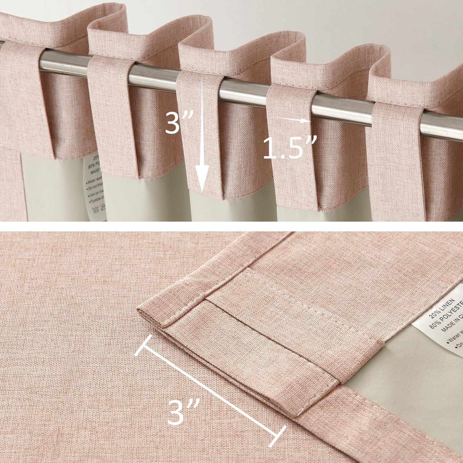 Cortinas Opacas DUALIFE 100% Lino Rosa Bebé 50x90 cm - 2 Piezas