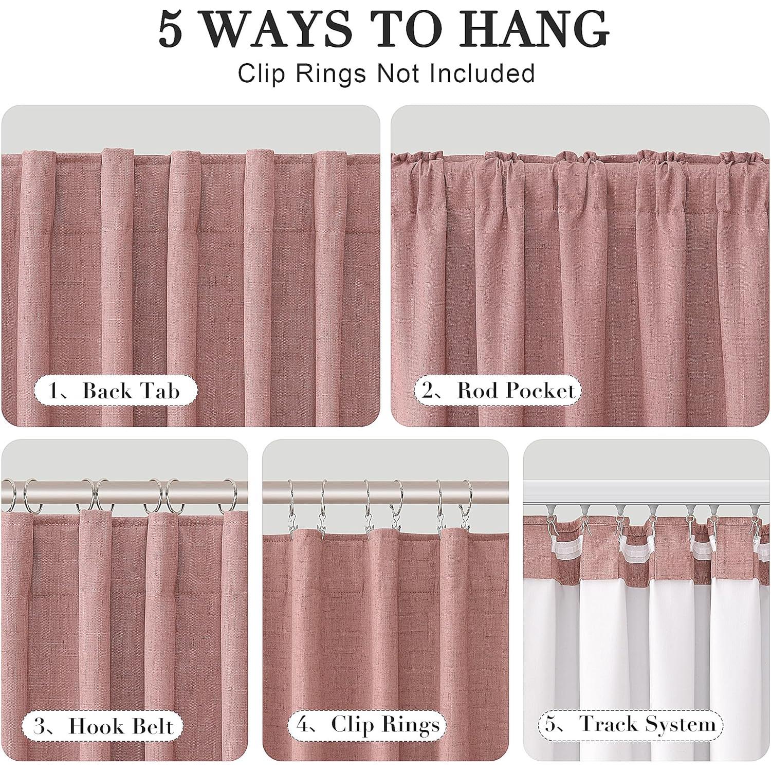 Cortinas Opacas de Lino Joywell 132x259 cm Blush - 2 Paneles