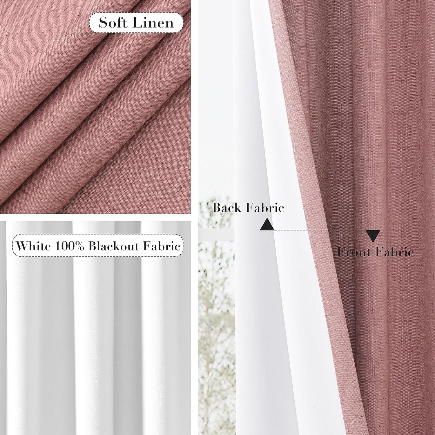 Cortinas Opacas de Lino Joywell 132x259 cm Blush - 2 Paneles