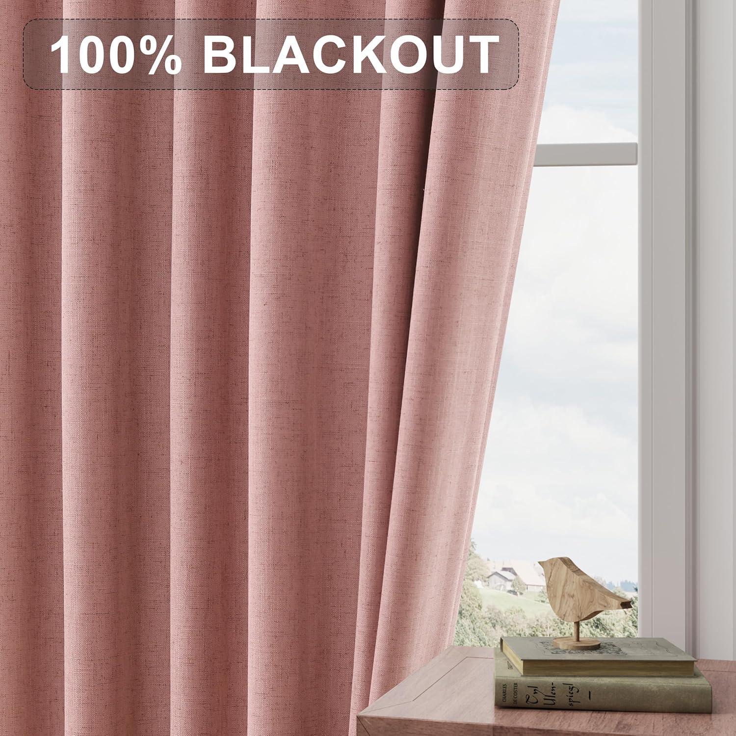 Cortinas Opacas de Lino Joywell 132x259 cm Blush - 2 Paneles