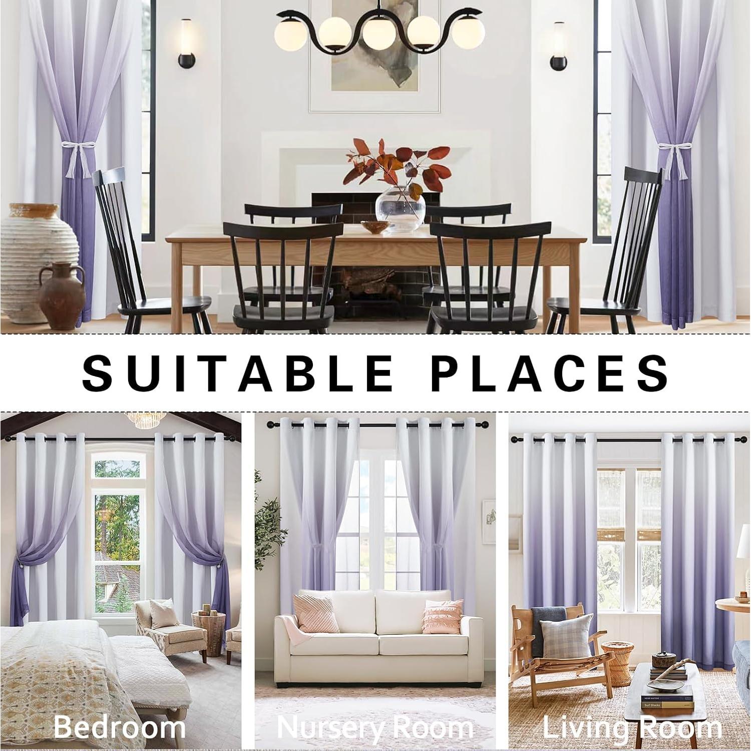 Cortinas Opacas NatureTalk 2 Paneles 52x108 Púrpura Grisáceo