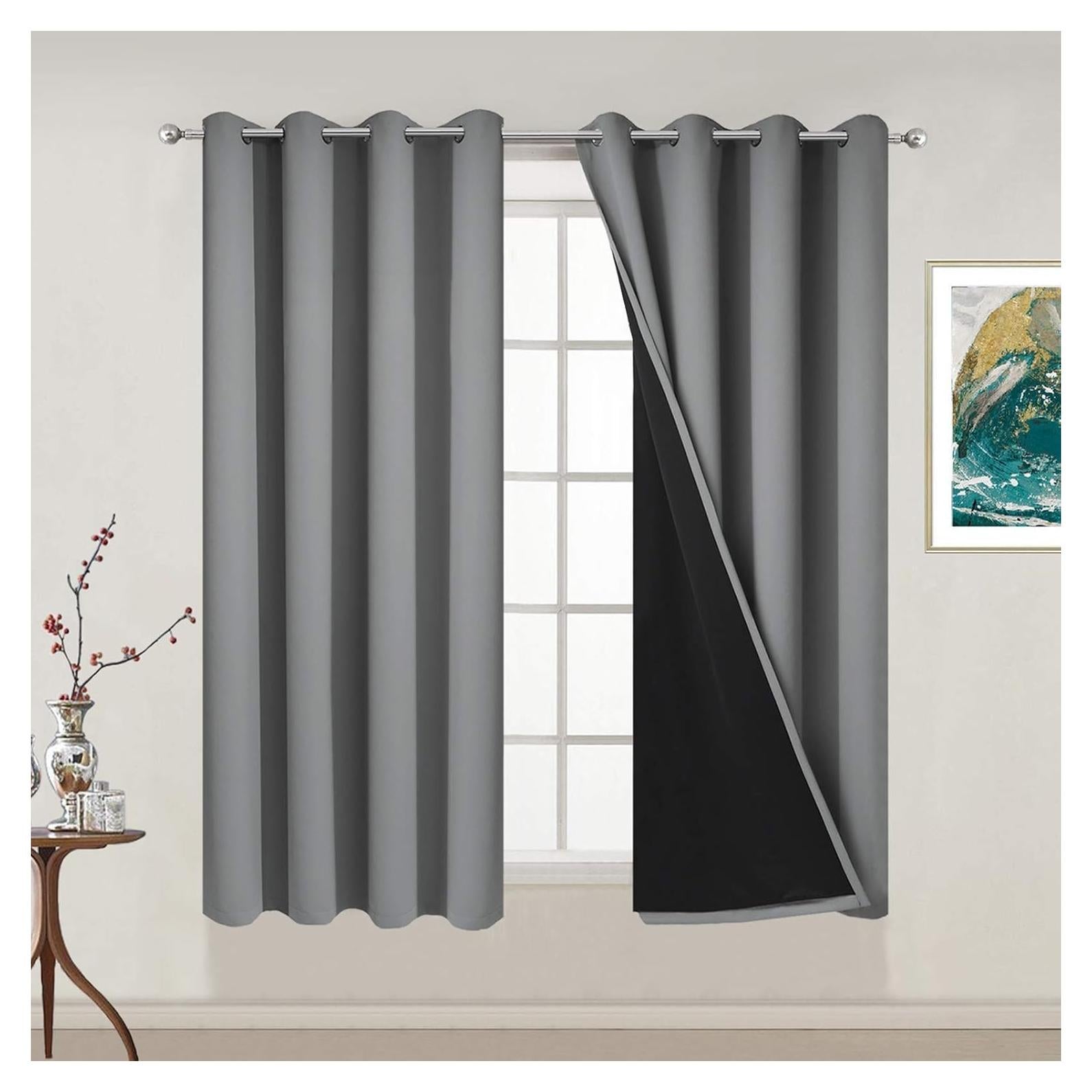 Cortinas Térmicas Aisladas Yakamok 132.08x137.16 cm Opacas Gris