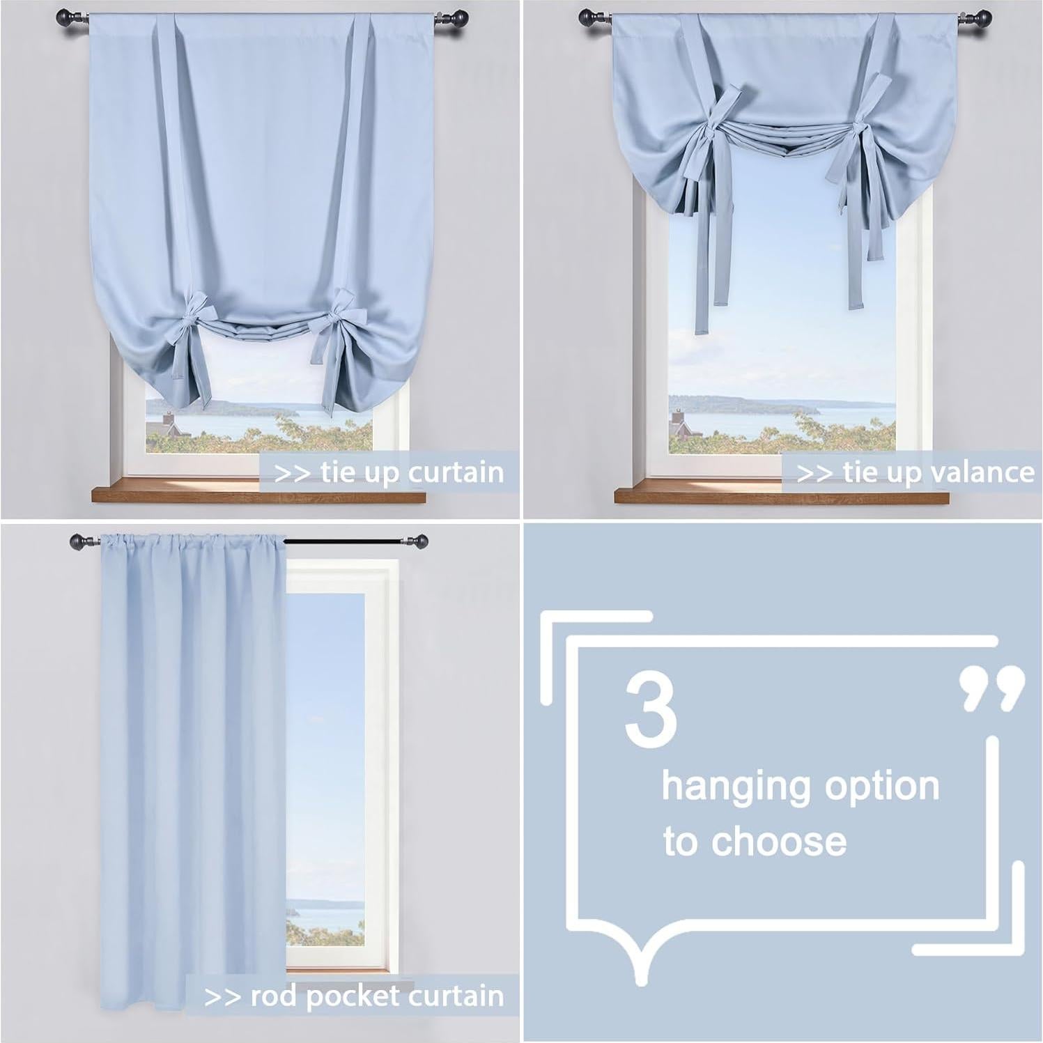 Cortina de Sombra DONREN Azul Cielo 86x160 cm Bloqueo Luz