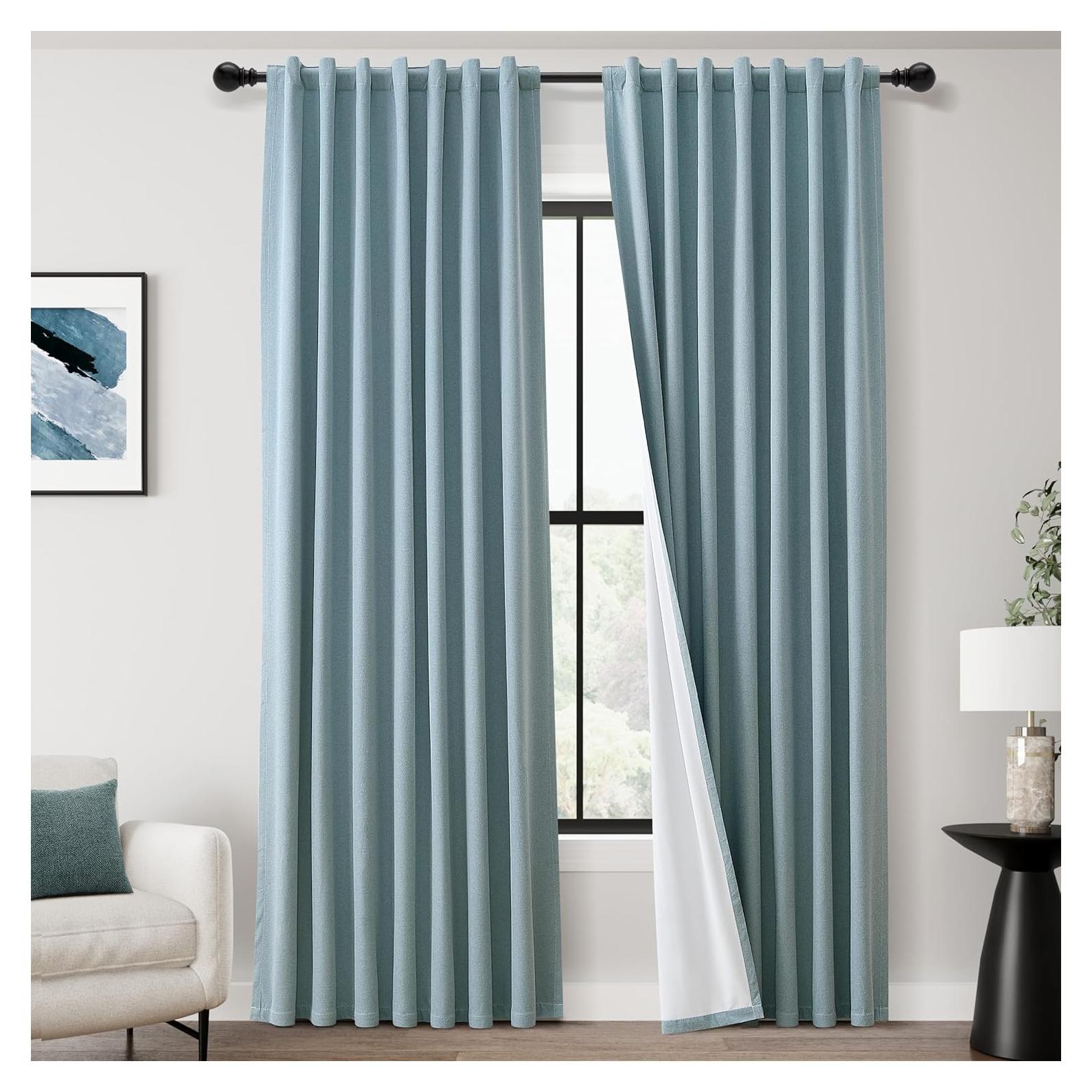 Cortinas Blackout ECIKMPIS Aqua Azul 132x213 cm 2 Piezas