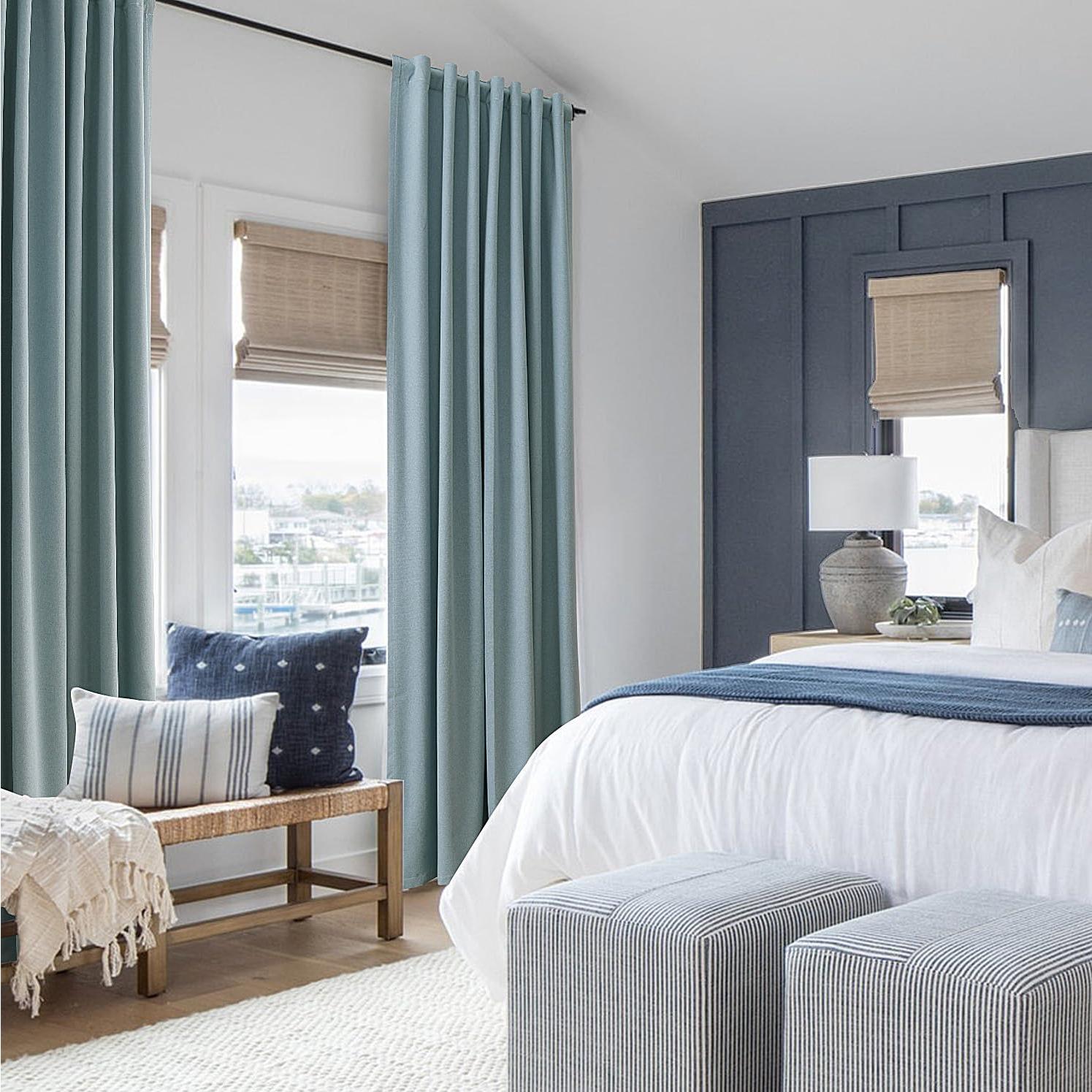 Cortinas Blackout ECIKMPIS Aqua Azul 132x213 cm 2 Piezas