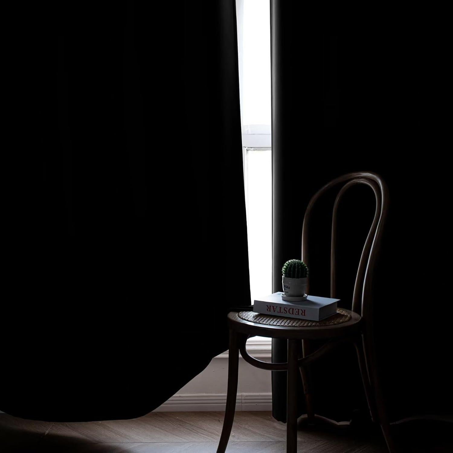 Cortinas Opacas RainCharm 52x84 Pulgadas, 2 Paneles Negros