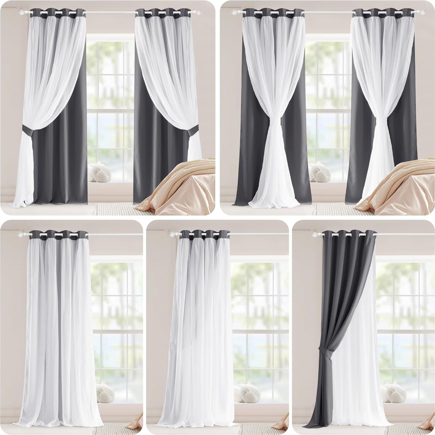 Cortinas Blackout PONY DANCE 132x160 cm Gris - 2 Paneles