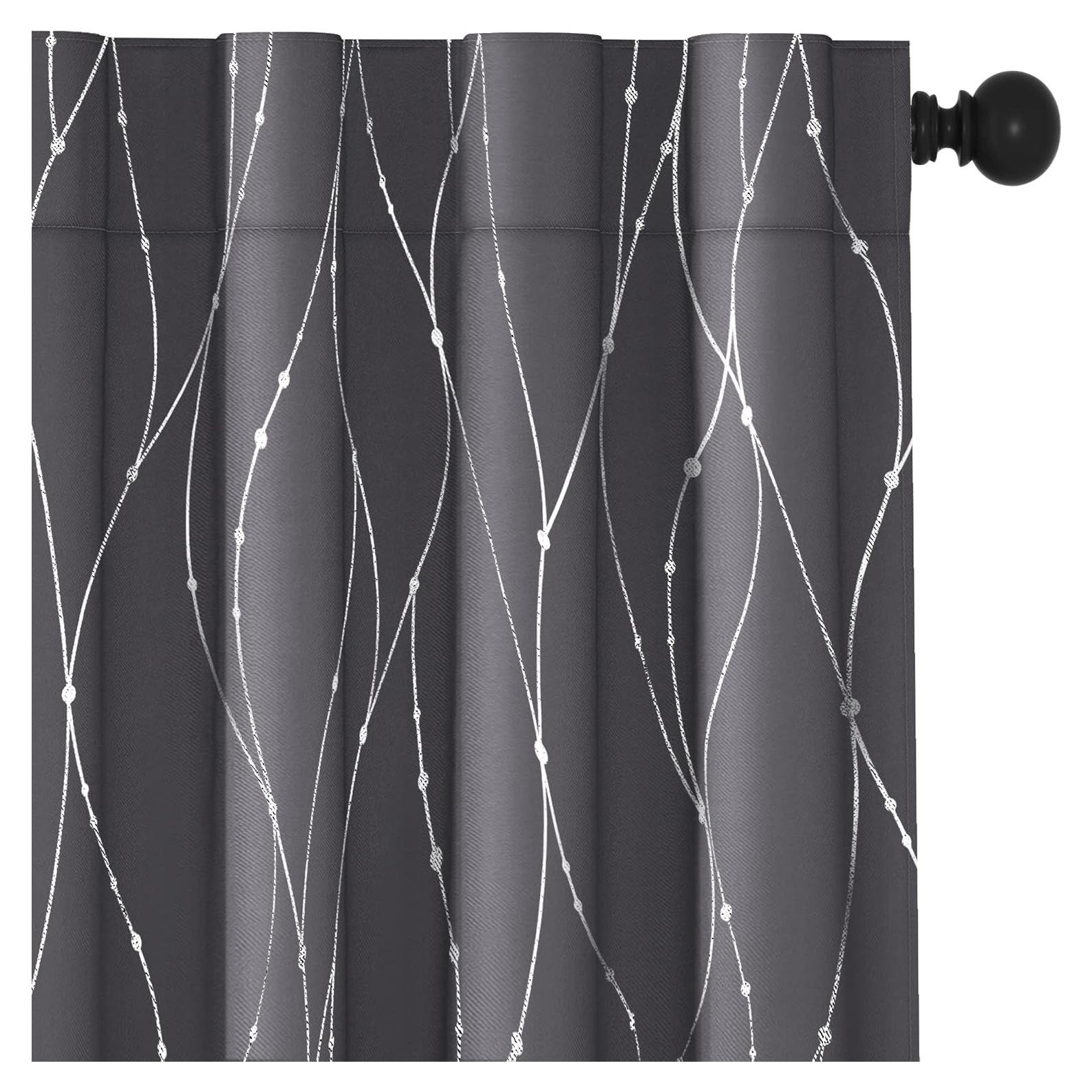 Cortinas Opacas Deconovo 132x214 cm 2 Paneles Gris Oscuro