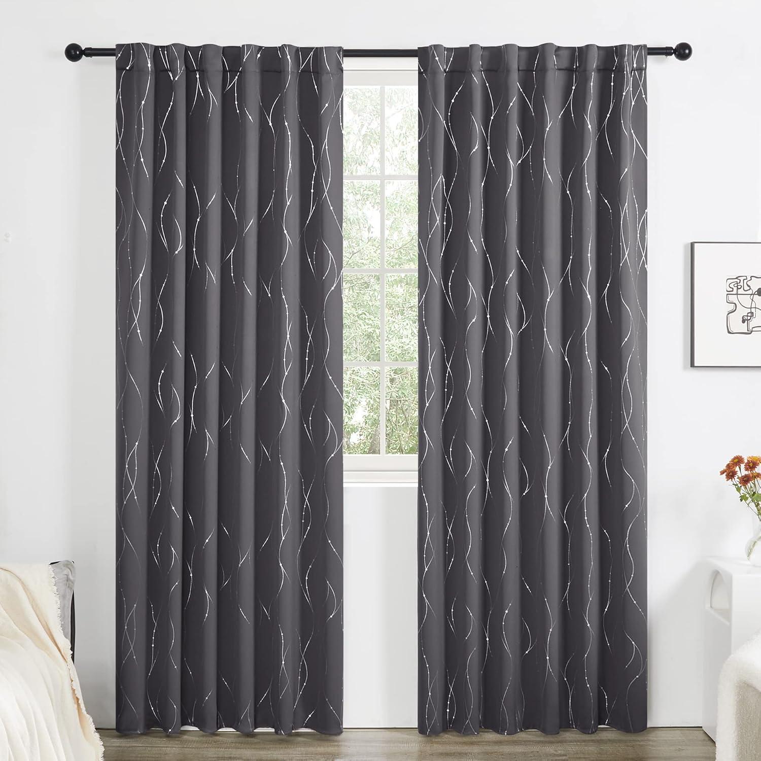 Cortinas Opacas Deconovo 132x214 cm 2 Paneles Gris Oscuro