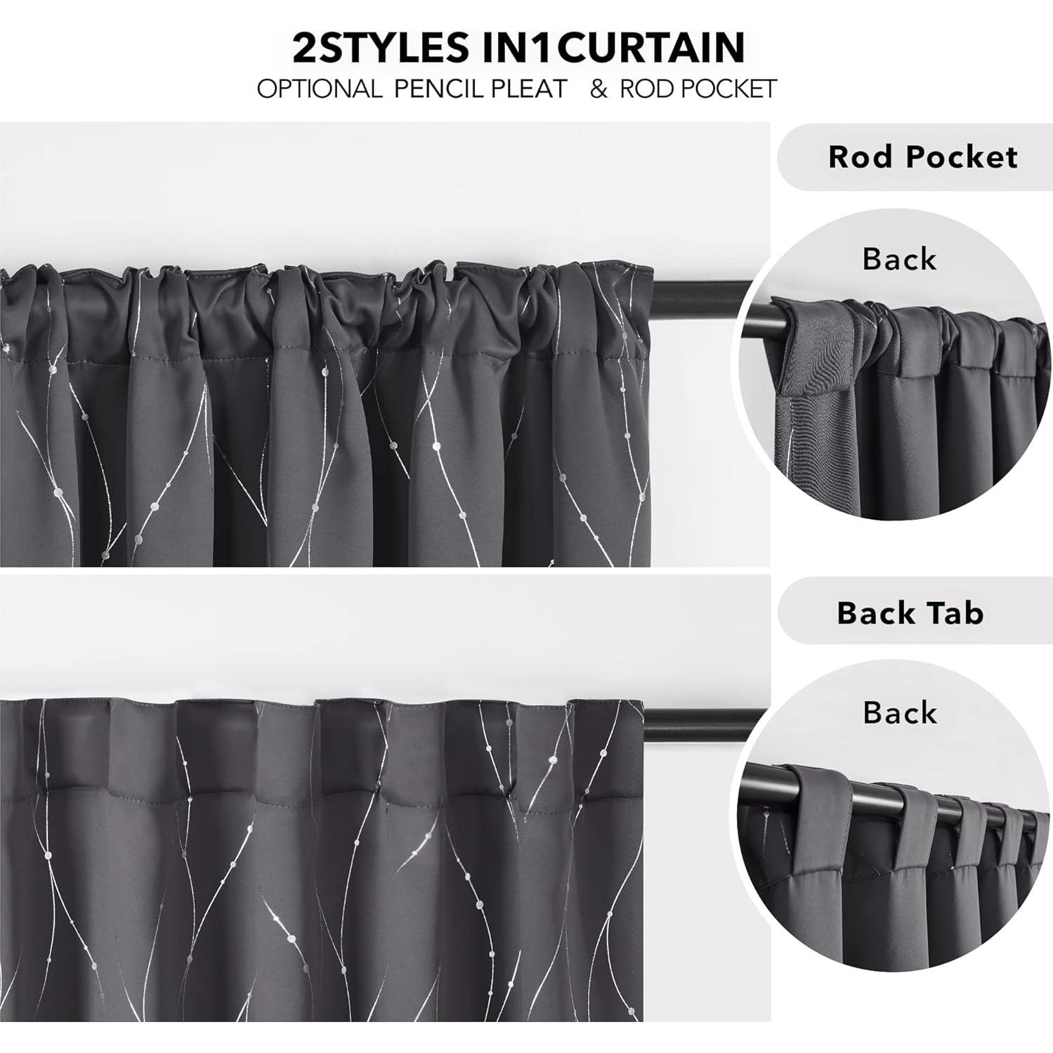 Cortinas Opacas Deconovo 132x214 cm 2 Paneles Gris Oscuro