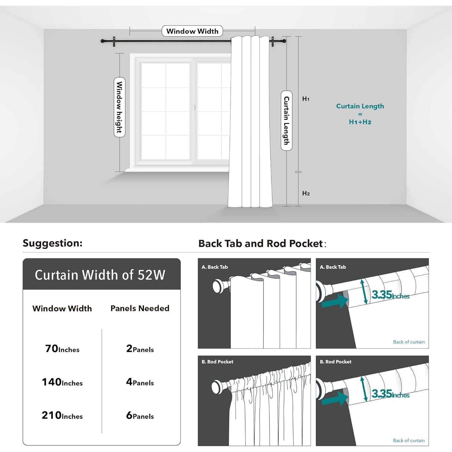 Cortinas Opacas Deconovo 132x214 cm 2 Paneles Gris Oscuro