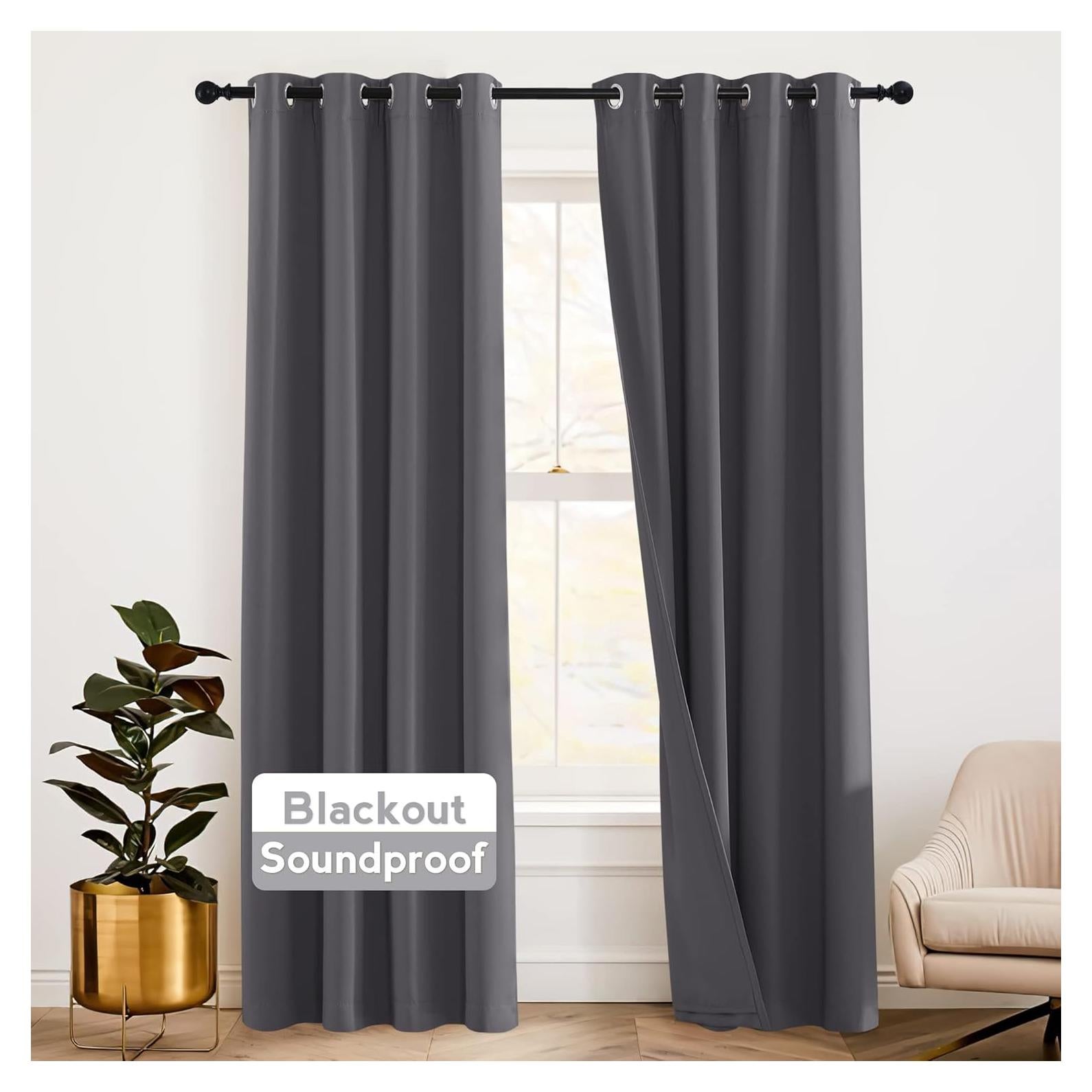 Cortinas Aislantes Acústicas RYB HOME 132x274 cm 2 Paneles Gris
