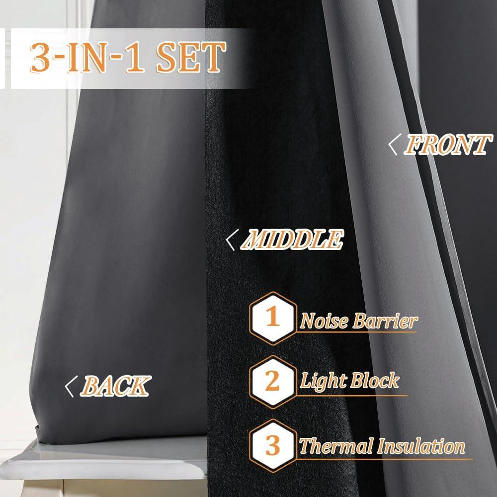 Cortinas Aislantes Acústicas RYB HOME 132x274 cm 2 Paneles Gris