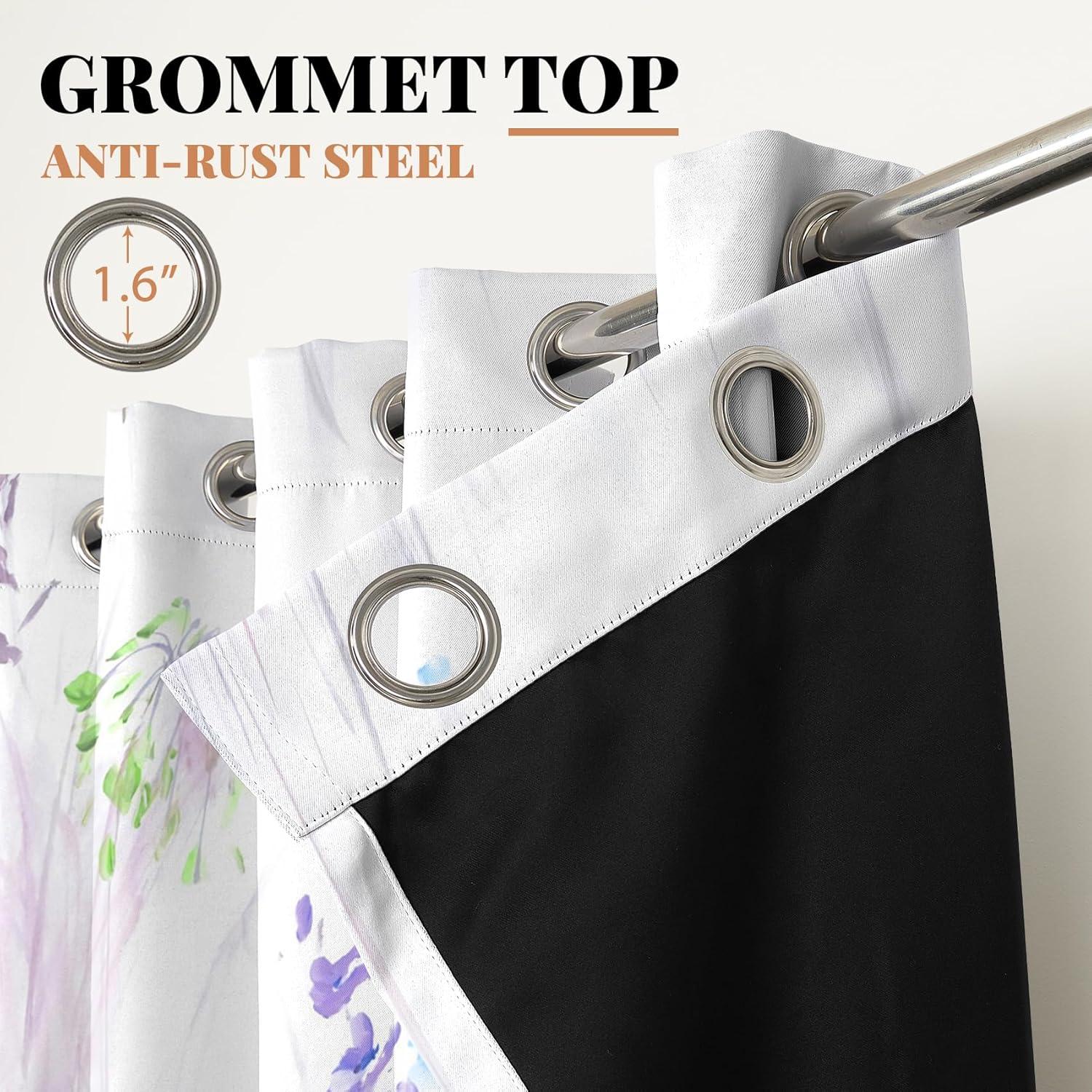 Cortinas Opacas Renaiss 53x84" Morado Floral 2 Paneles