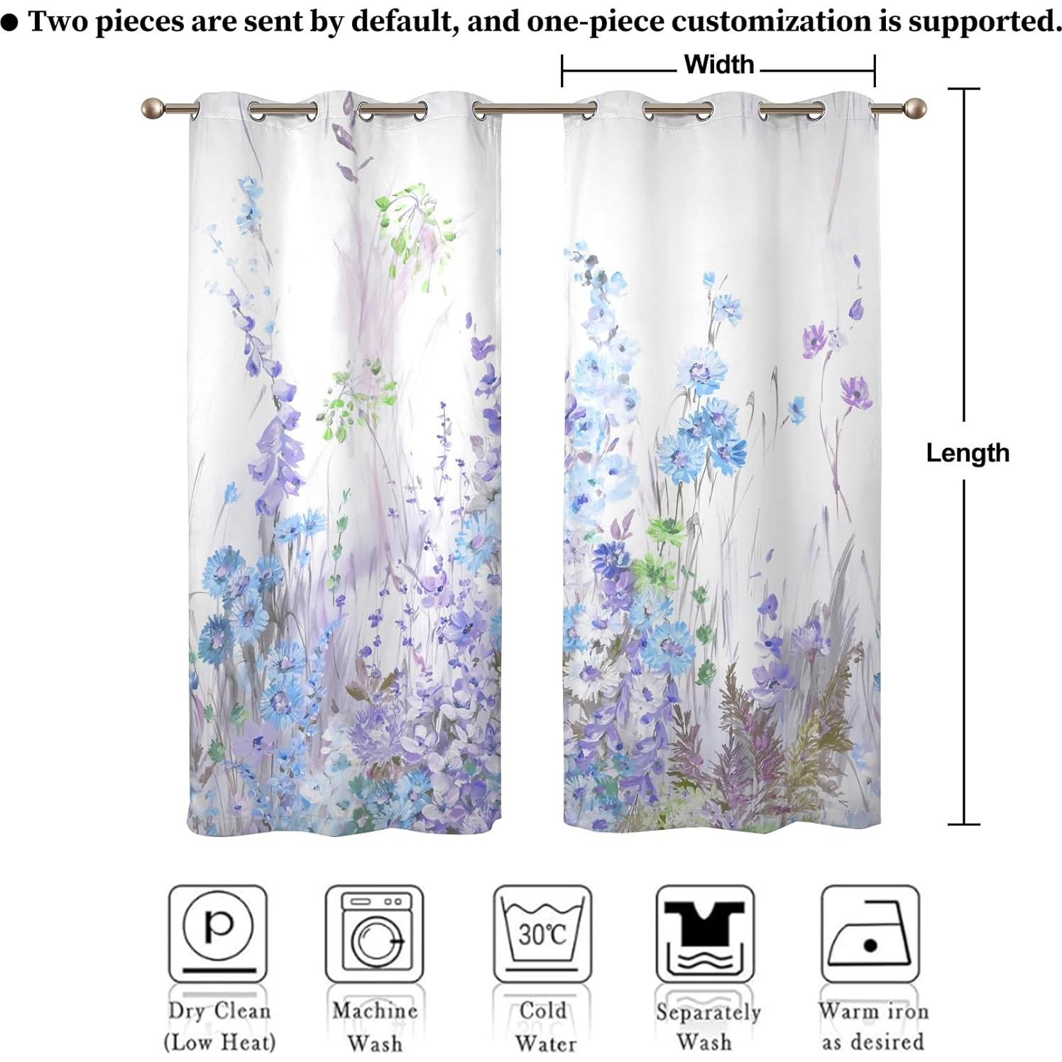 Cortinas Opacas Renaiss 53x84" Morado Floral 2 Paneles