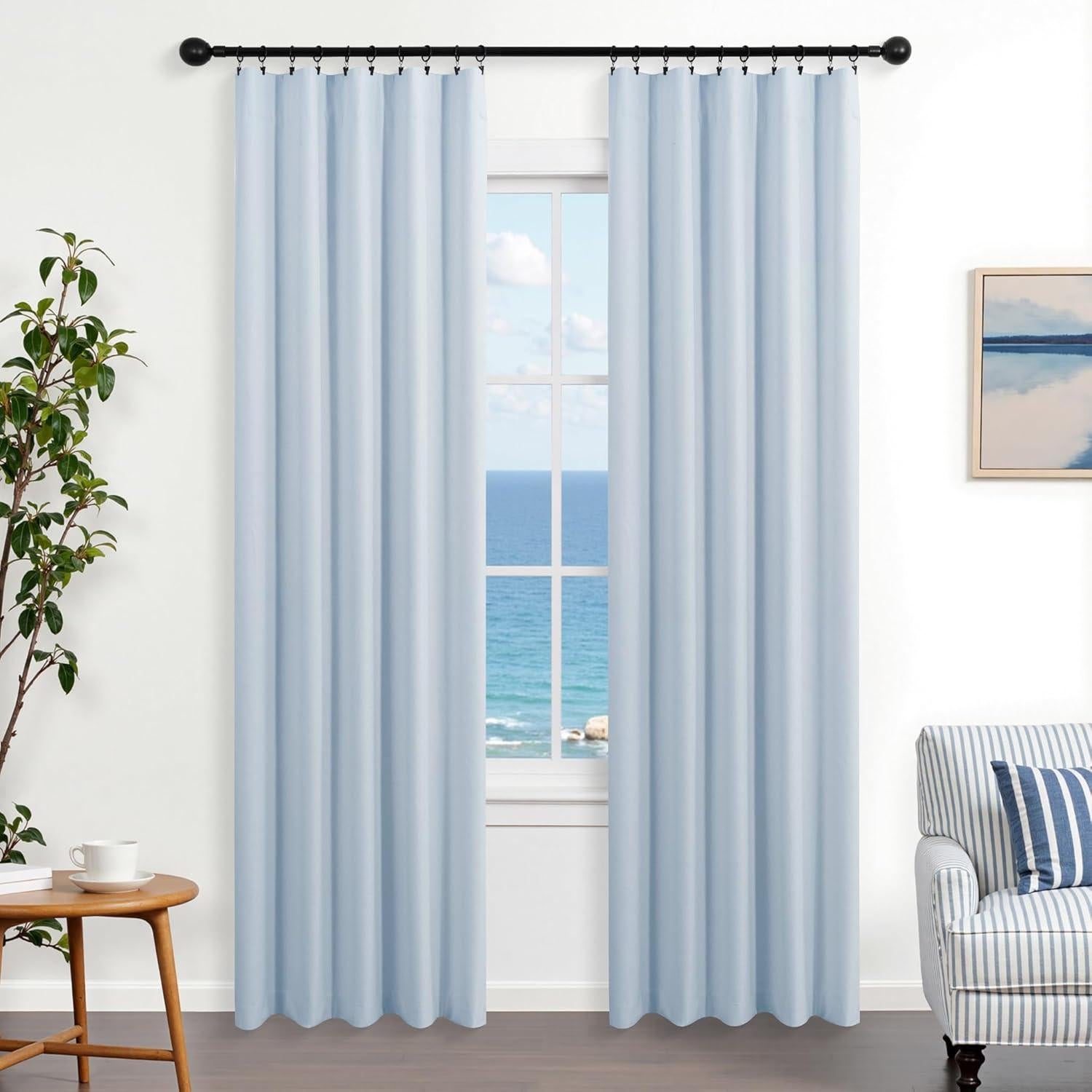 Cortinas Opacas Azul Claro 2 Paneles 106.68x213.36 cm Mrs.Naturall