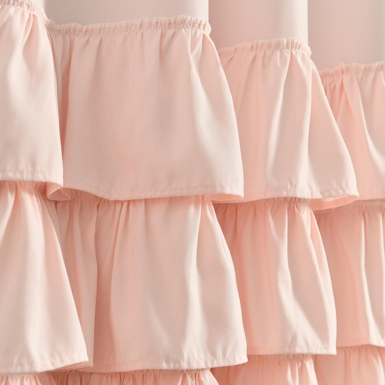 Cortina Blackout Lush Decor Allison Ruffle 100% Forrada 101.6x213.36 cm Blush