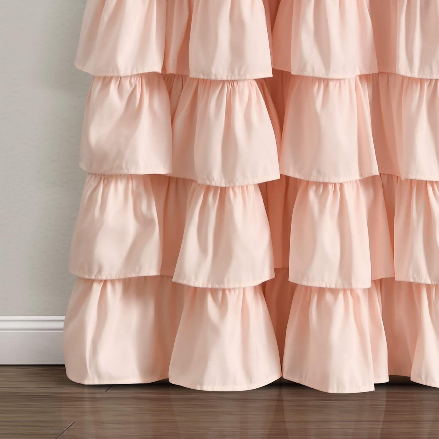 Cortina Blackout Lush Decor Allison Ruffle 100% Forrada 101.6x213.36 cm Blush