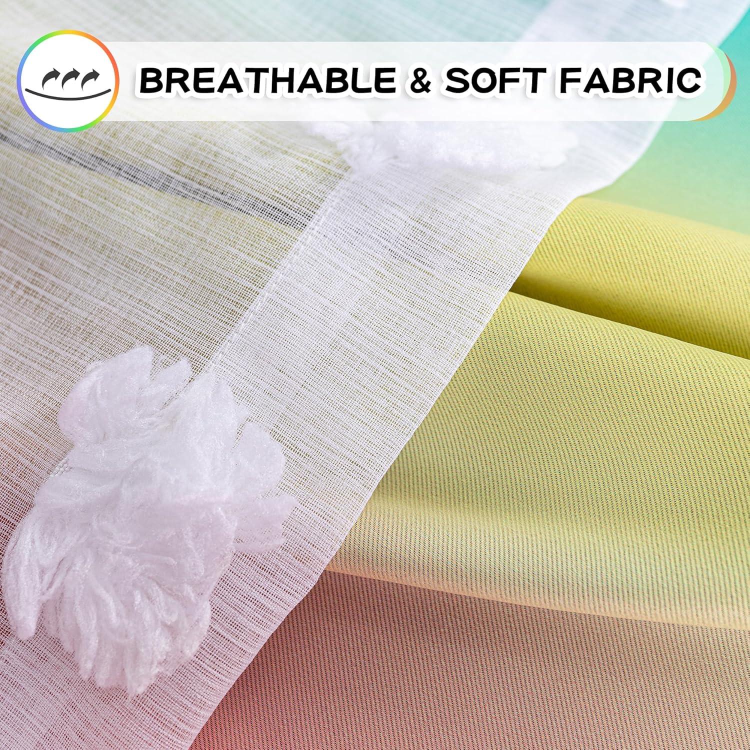 Cortinas Opacas de Pom Pom MYSKY HOME 52x63 cm Arcoíris 2 Paneles