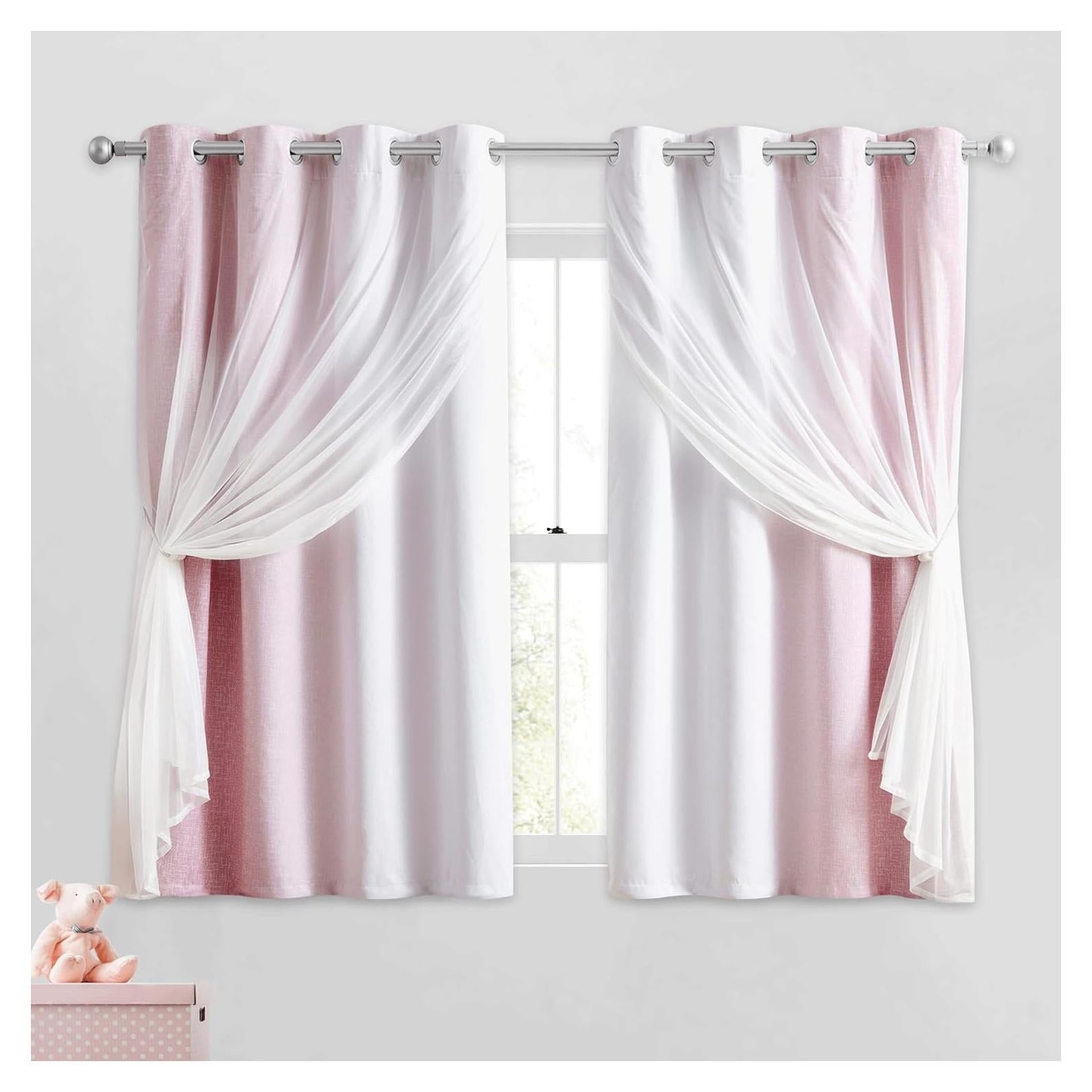 Cortinas Opacas Geomoroccan Ombre Rosa 132x137 cm 2 Paneles