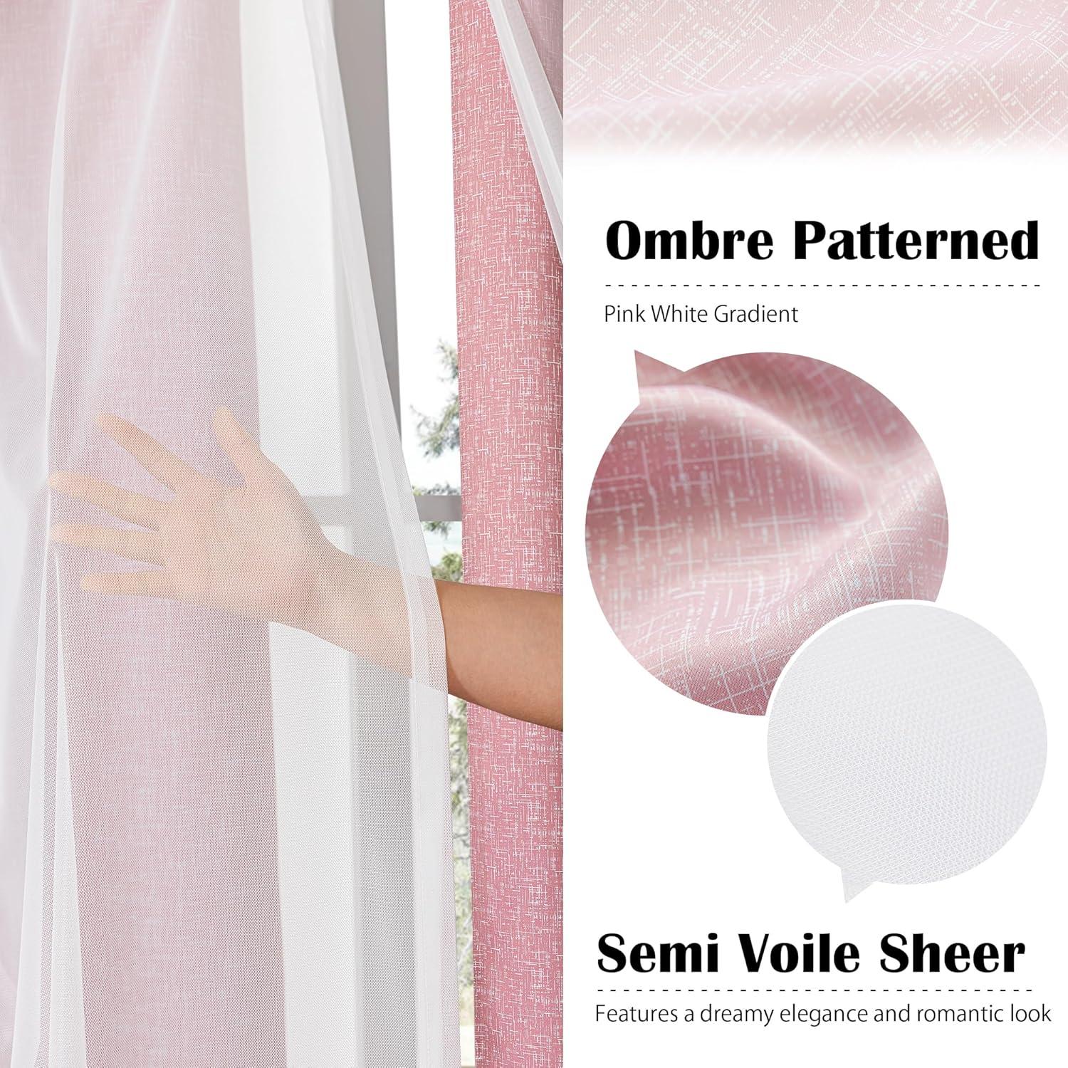 Cortinas Opacas Geomoroccan Ombre Rosa 132x137 cm 2 Paneles