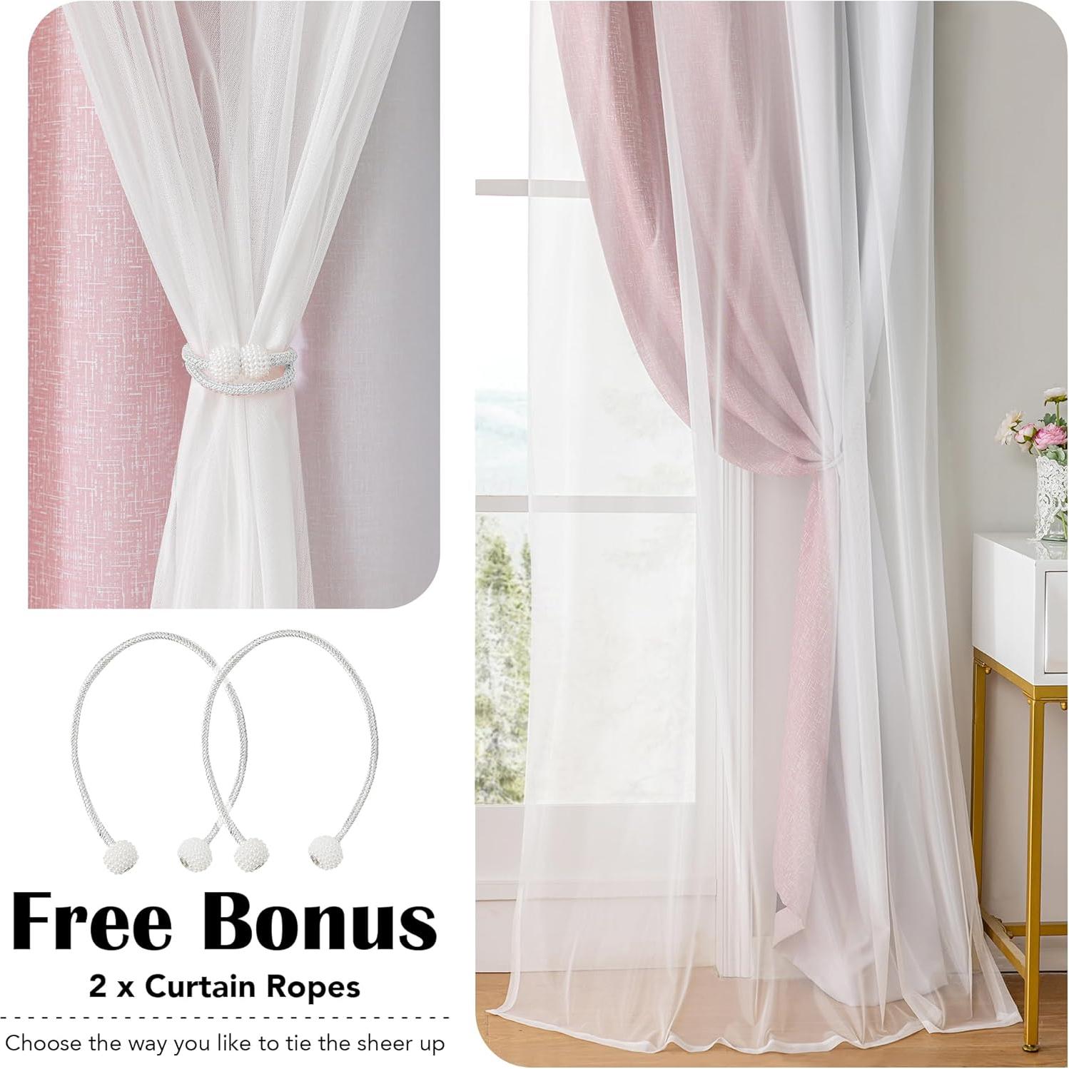 Cortinas Opacas Geomoroccan Ombre Rosa 132x137 cm 2 Paneles