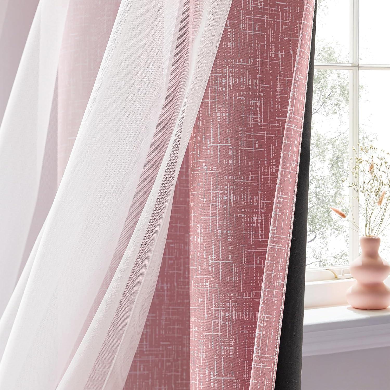 Cortinas Opacas Geomoroccan Ombre Rosa 132x137 cm 2 Paneles