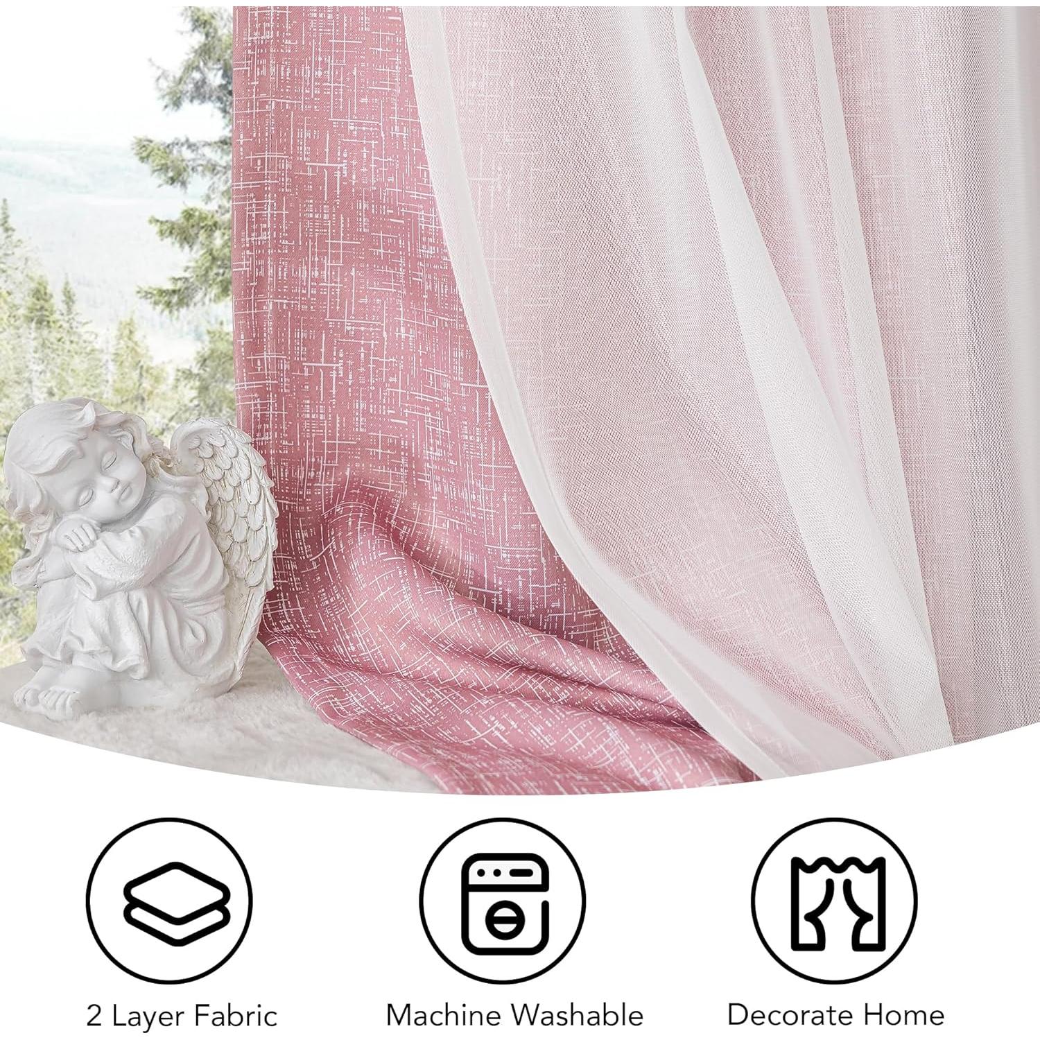 Cortinas Opacas Geomoroccan Ombre Rosa 132x137 cm 2 Paneles