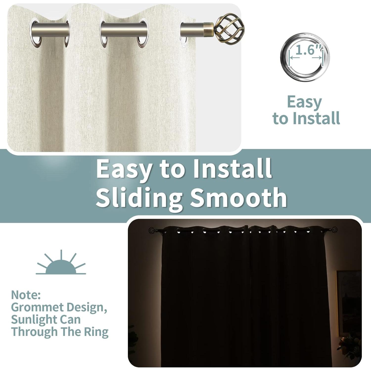 Cortinas Opacas BGment 132x213 cm Avena Juego de 2 Paneles