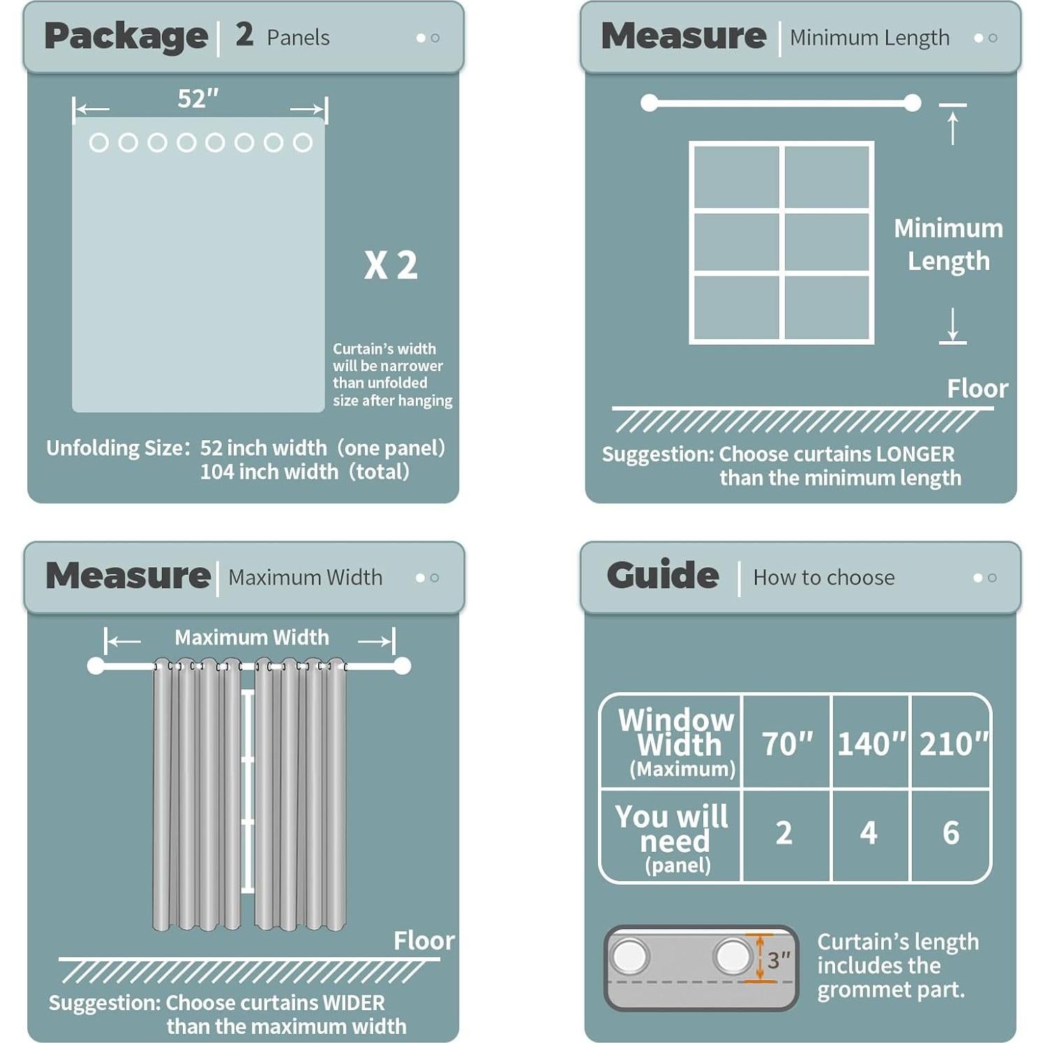 Cortinas Opacas BGment 132x213 cm Avena Juego de 2 Paneles