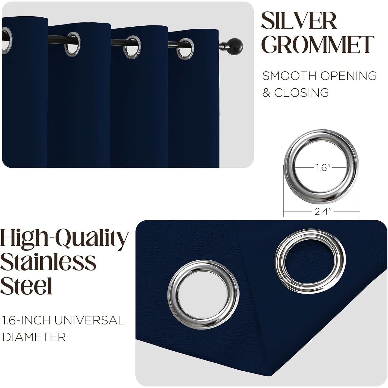 Cortinas Opacas CUCRAF Azul Marino 132x114 cm 2 Paneles