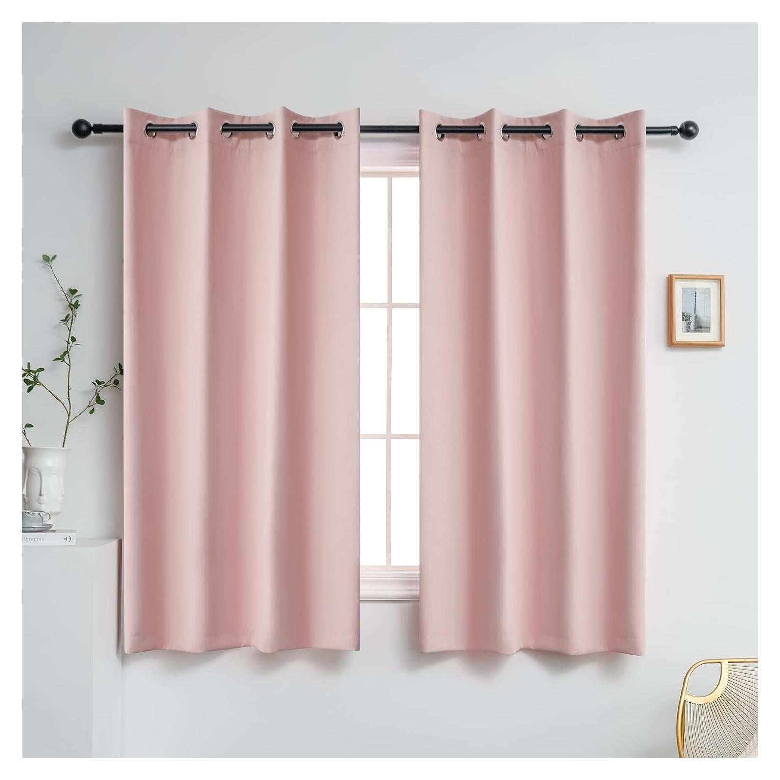 Cortinas Opacas YGO Rosa Claro 52x63 cm 2 Paneles Ojal