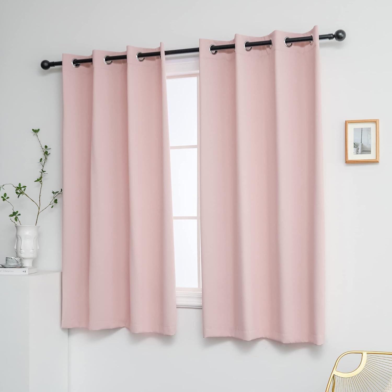 Cortinas Opacas YGO Rosa Claro 52x63 cm 2 Paneles Ojal