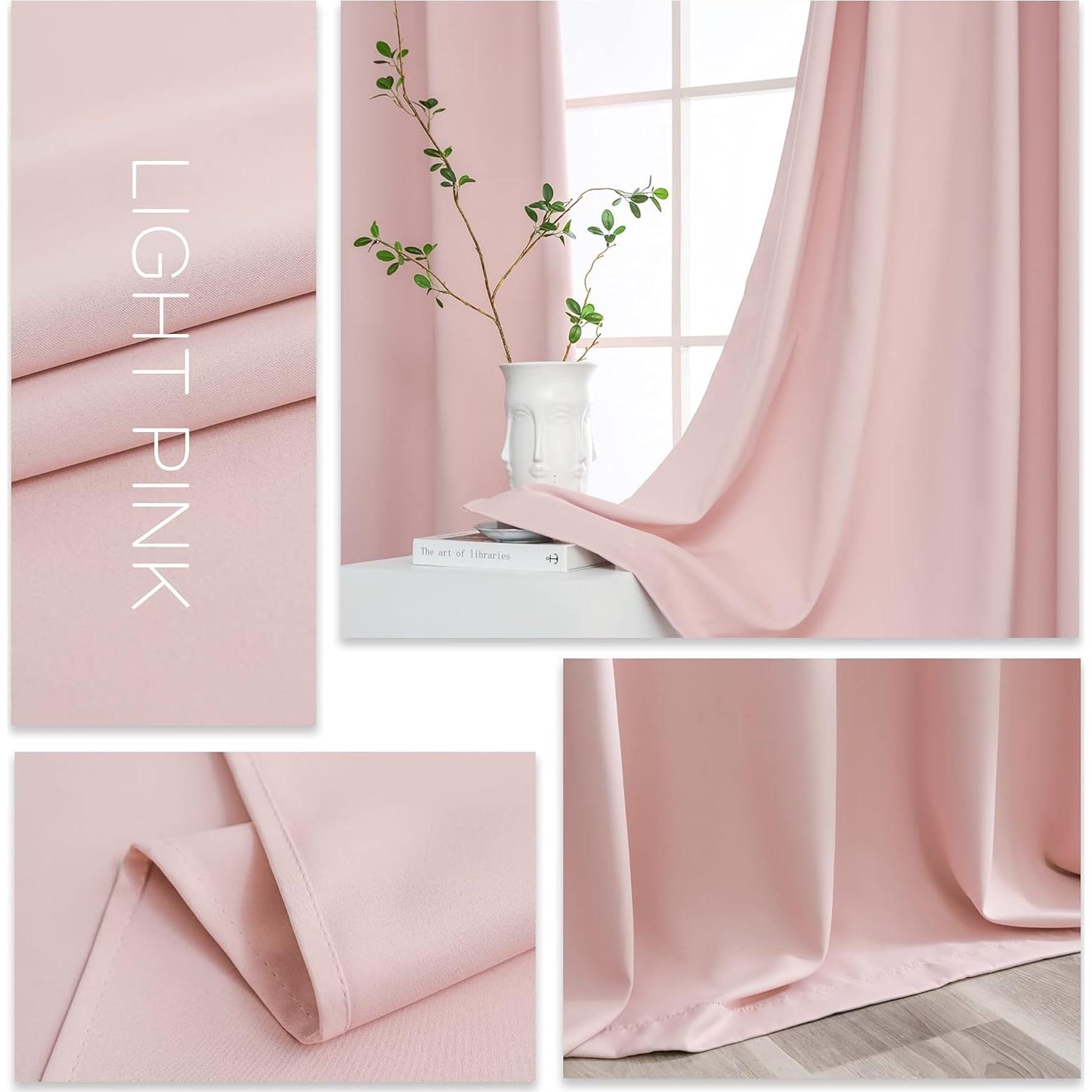Cortinas Opacas YGO Rosa Claro 52x63 cm 2 Paneles Ojal