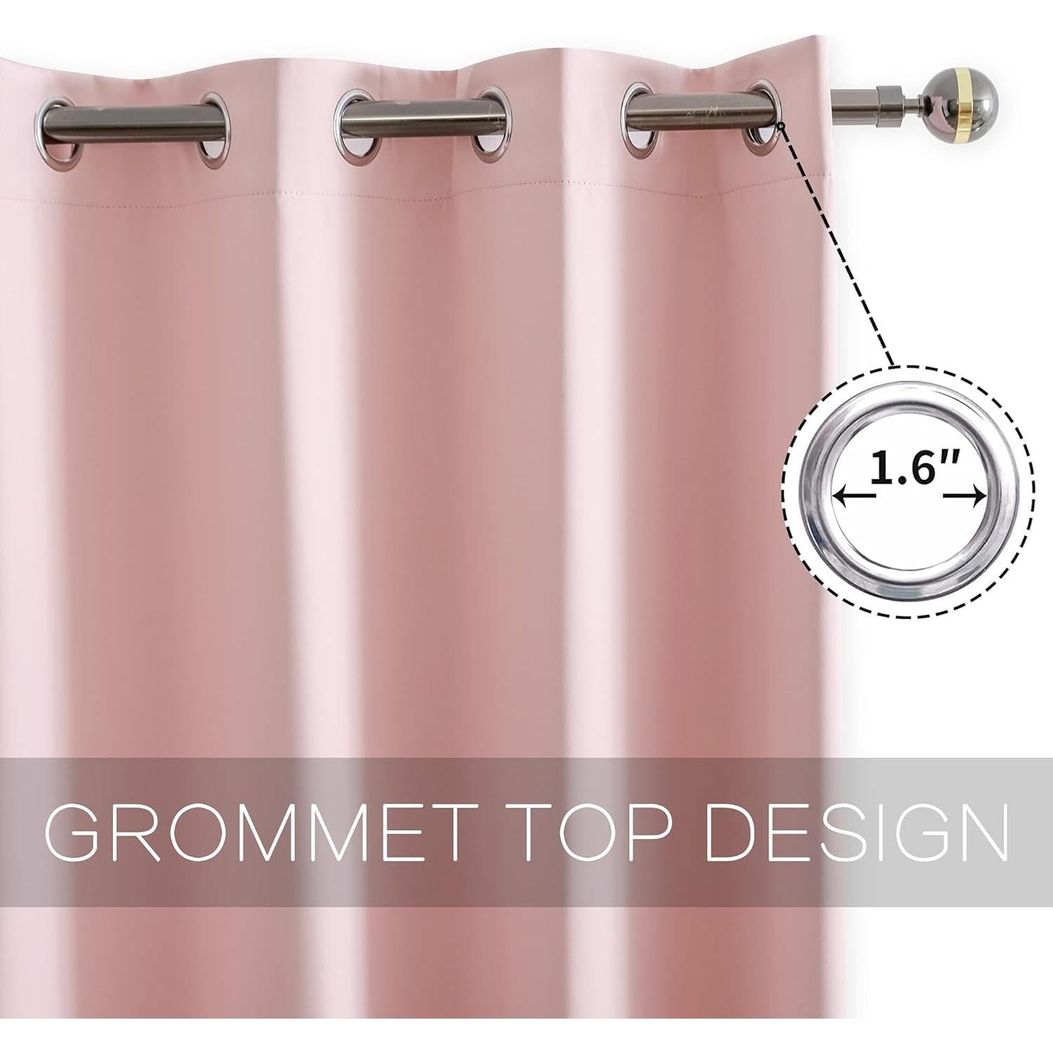 Cortinas Opacas YGO Rosa Claro 52x63 cm 2 Paneles Ojal